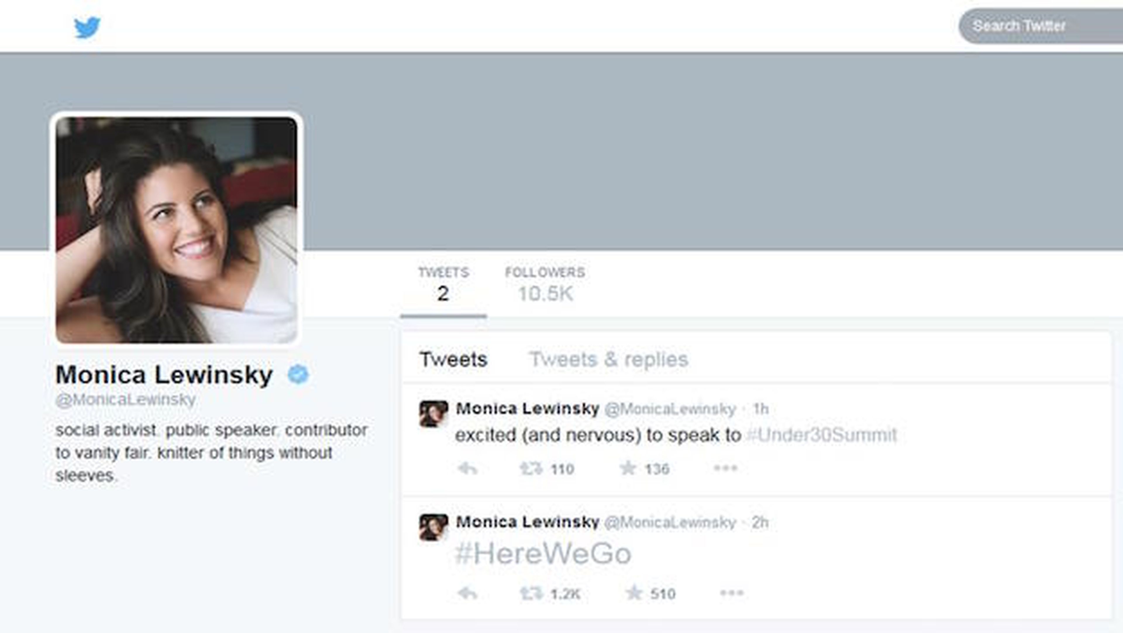 Monica Lewinsky saca una cuenta de Twitter