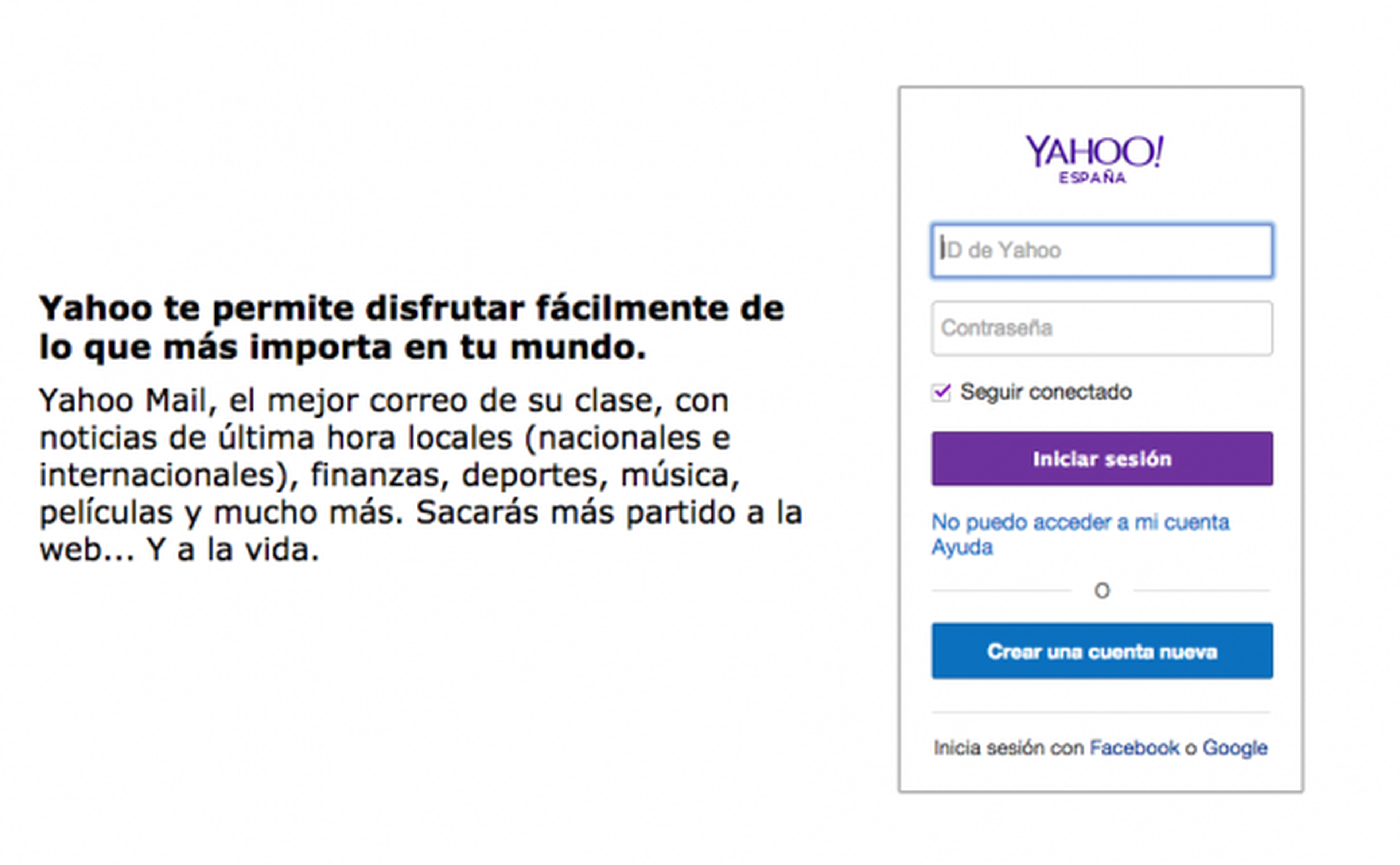 Crear cuenta de Yahoo!