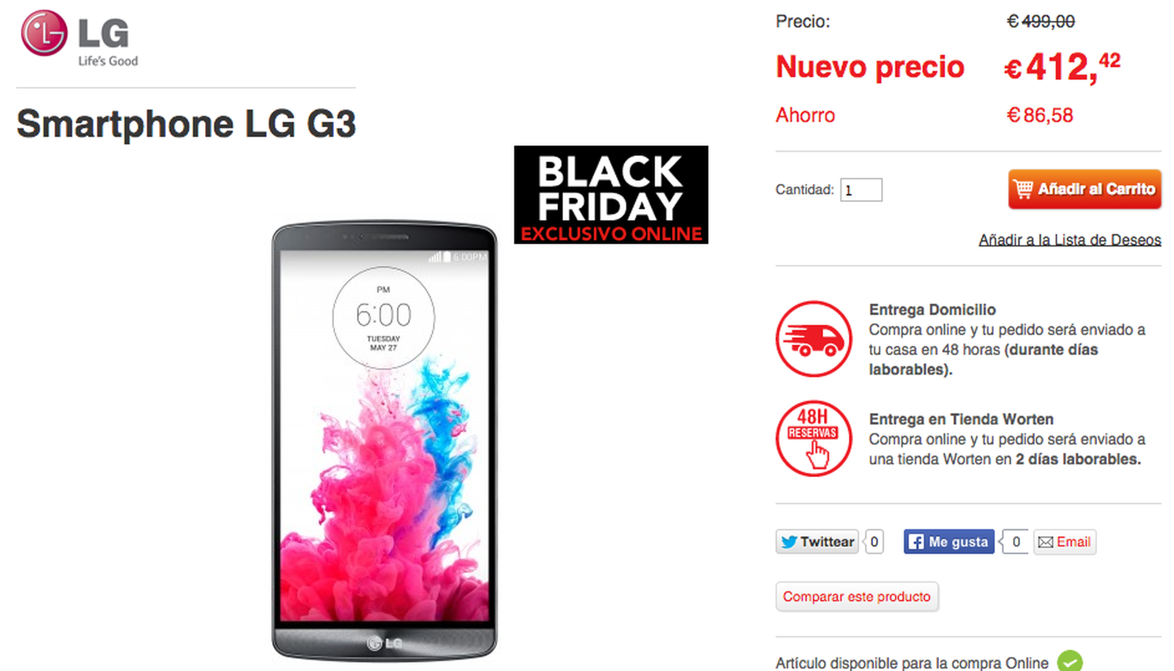 LG G3 Worten Black Friday 2014