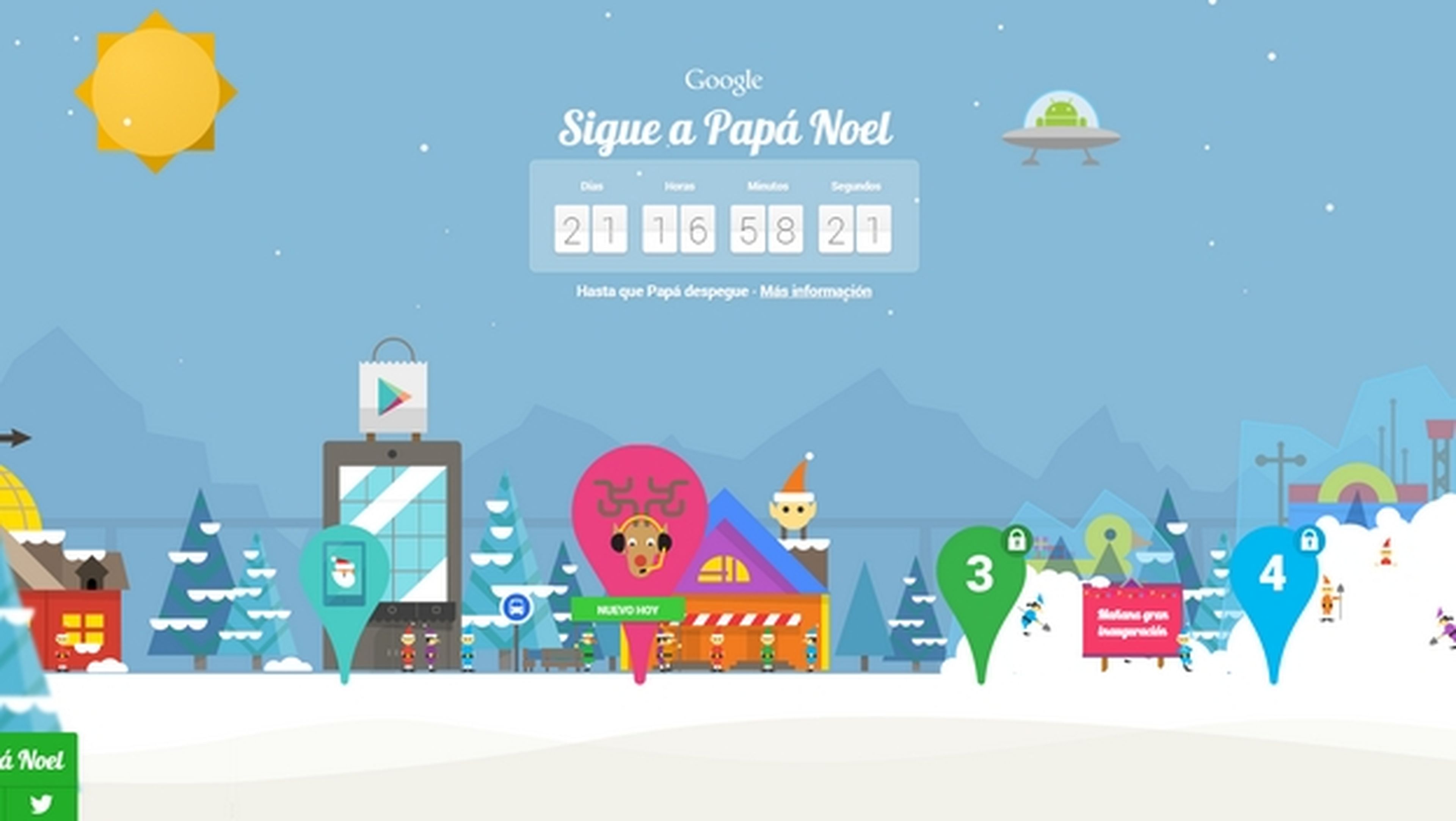 Sigue a Papa Noel, la web con juegos navideños de Google.
