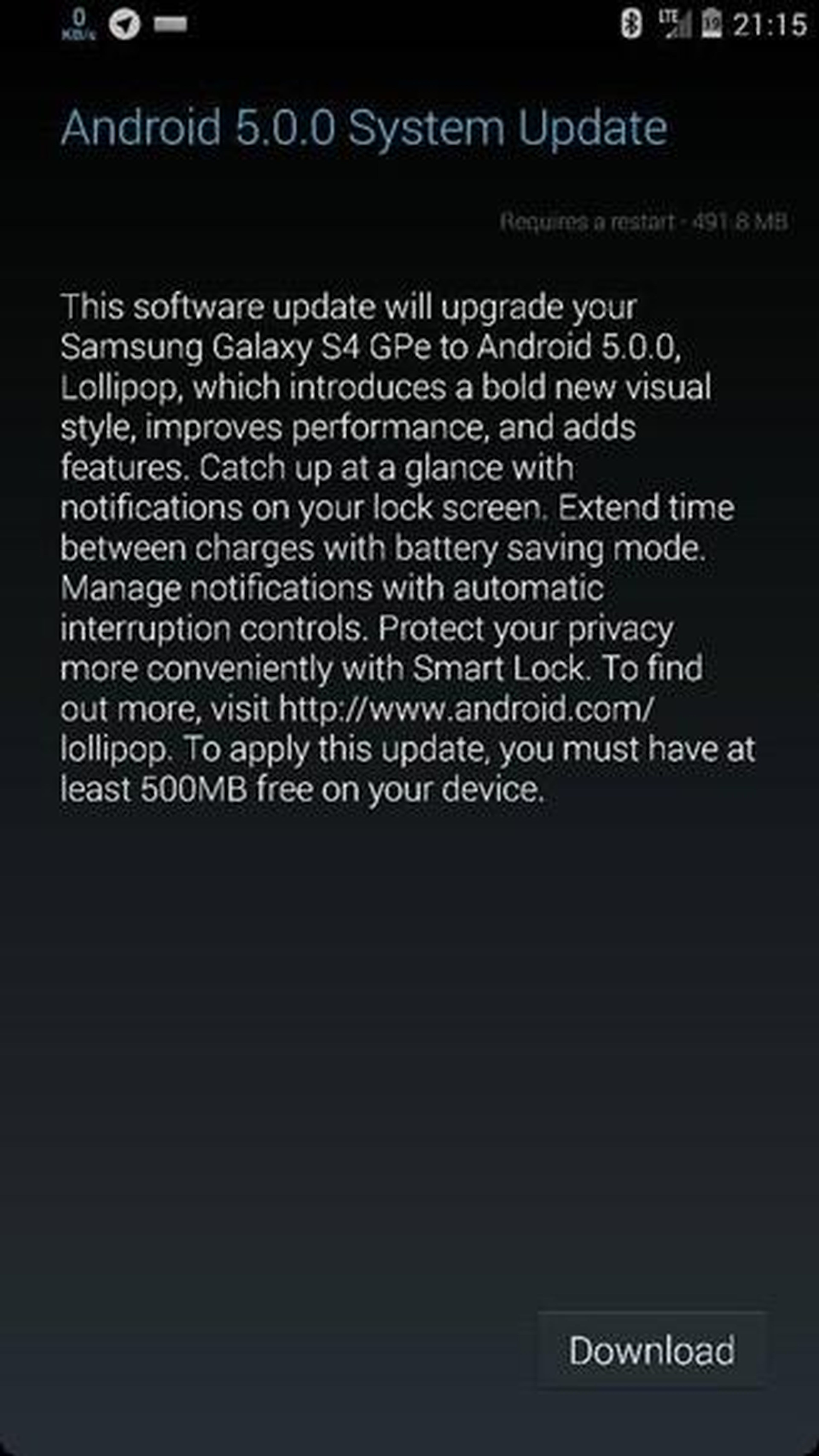 galaxy s4 android 5.0