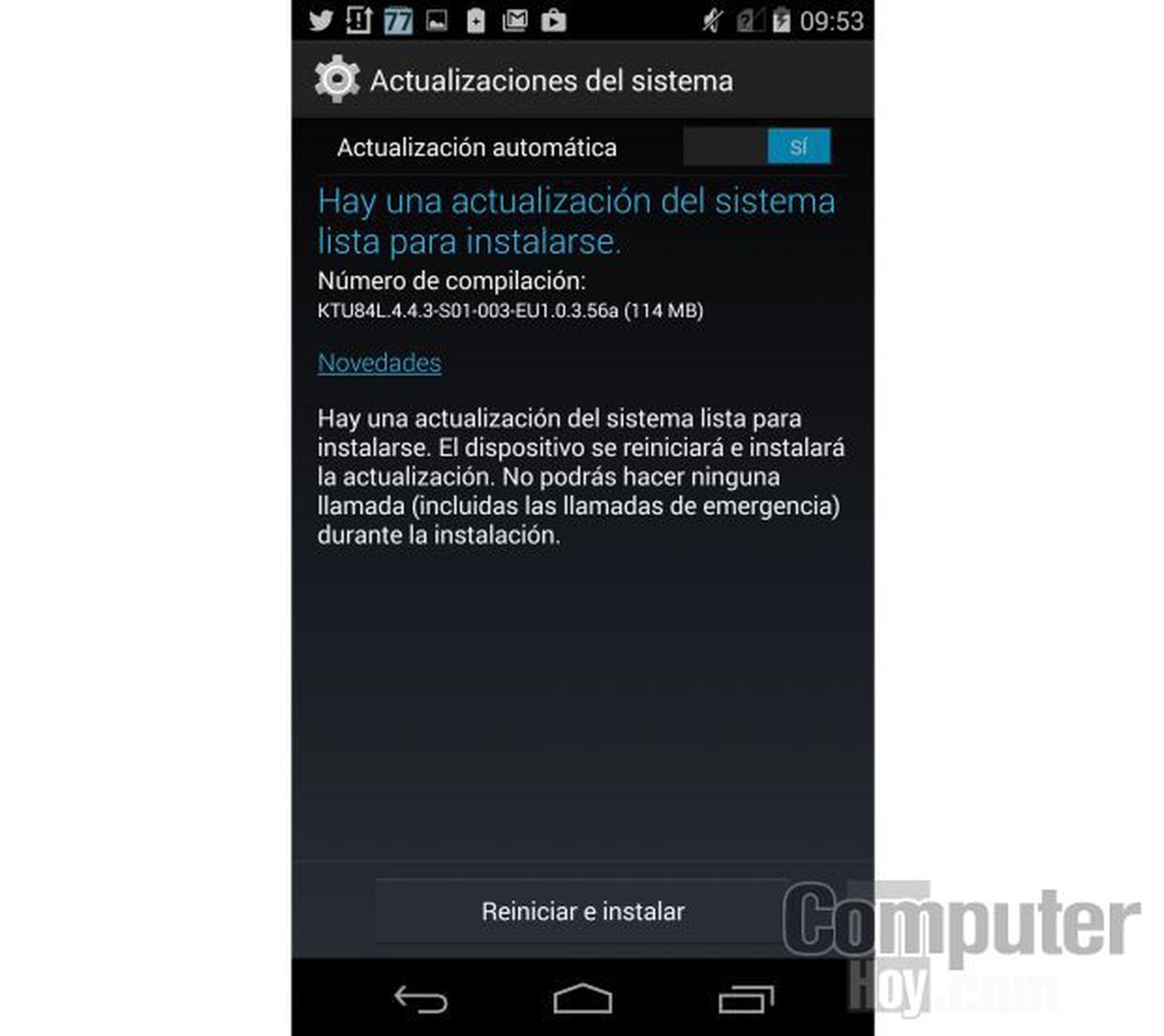 El sistema Android 4.4 se actualiza mediante OTA