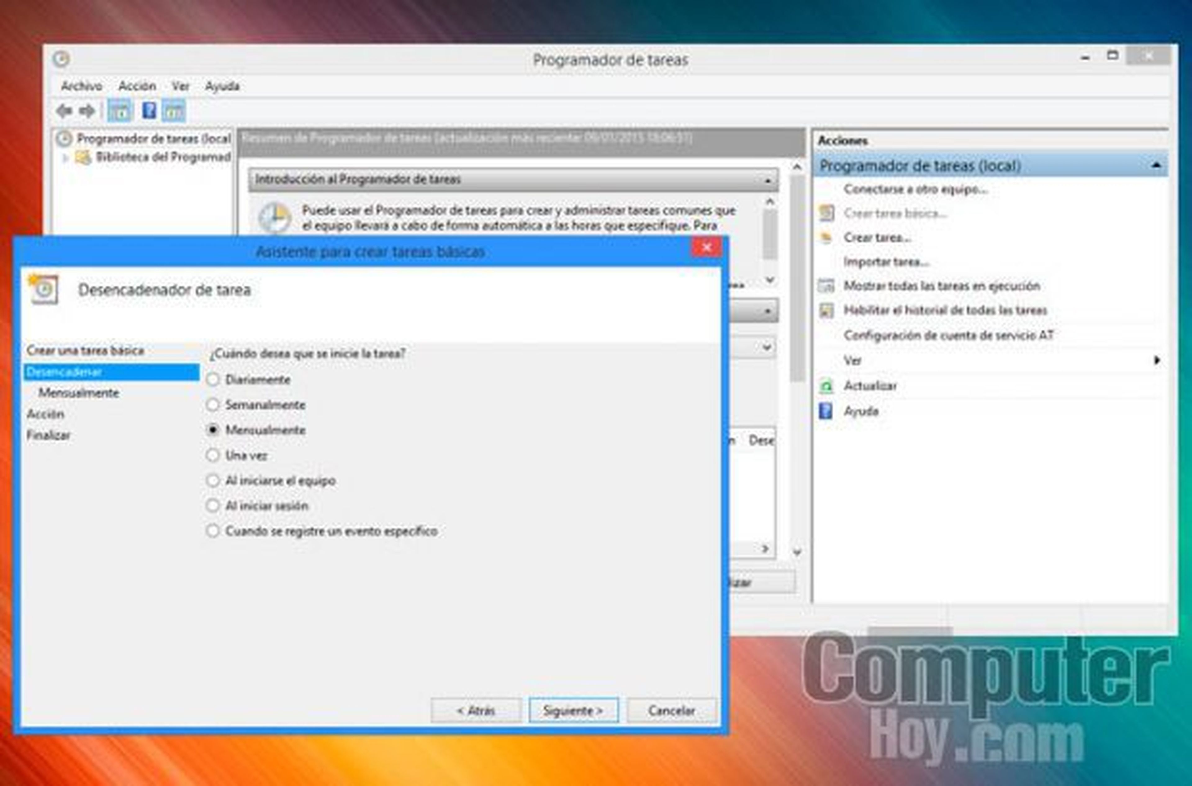 Crea una tarea de actualización con el Programador de tareas