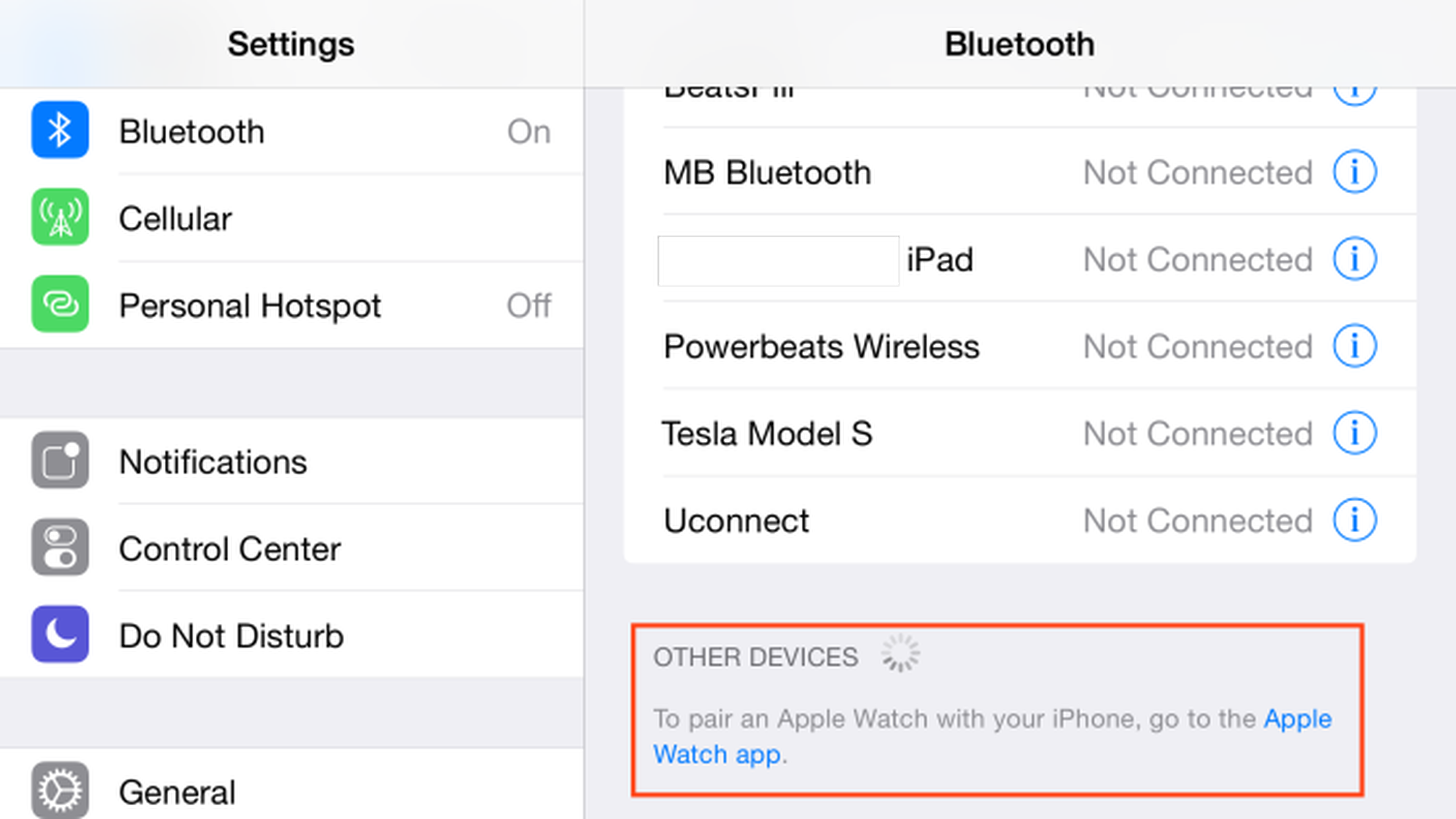 opciones de sincronización en la beta de iOS 8.2