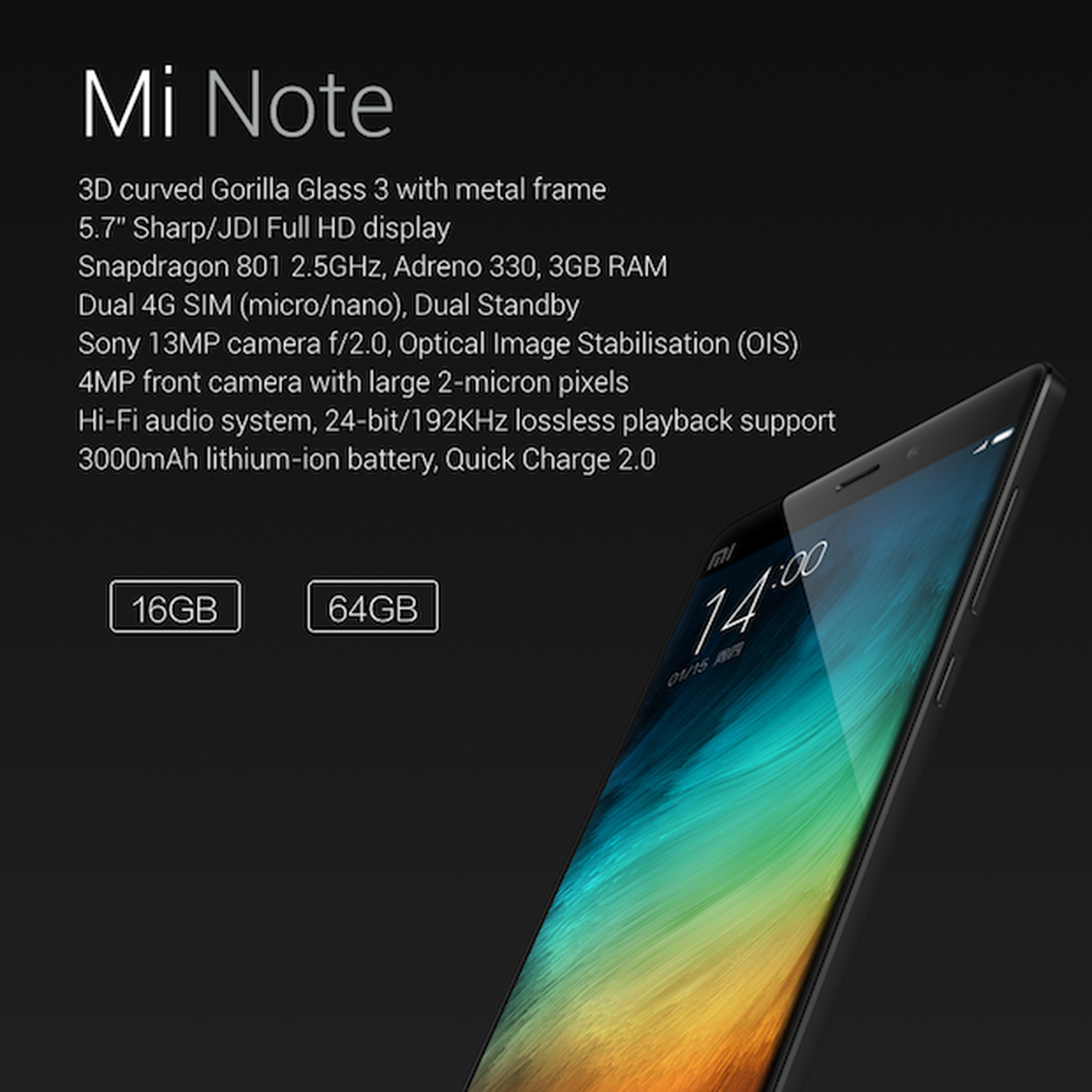características Xiaomi Mi Note