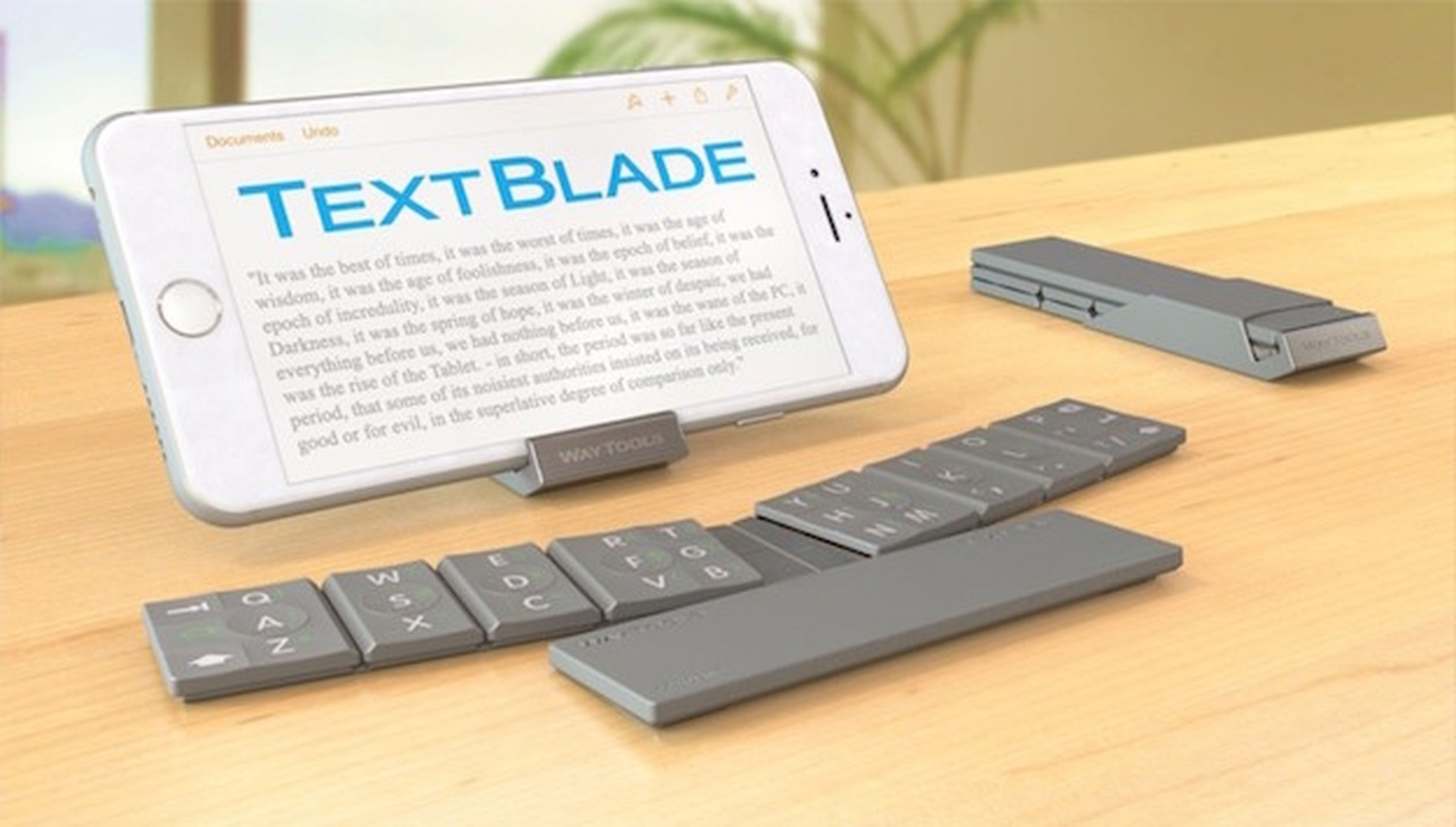 TextBlade, un teclado portátil para móviles y tablets Apple