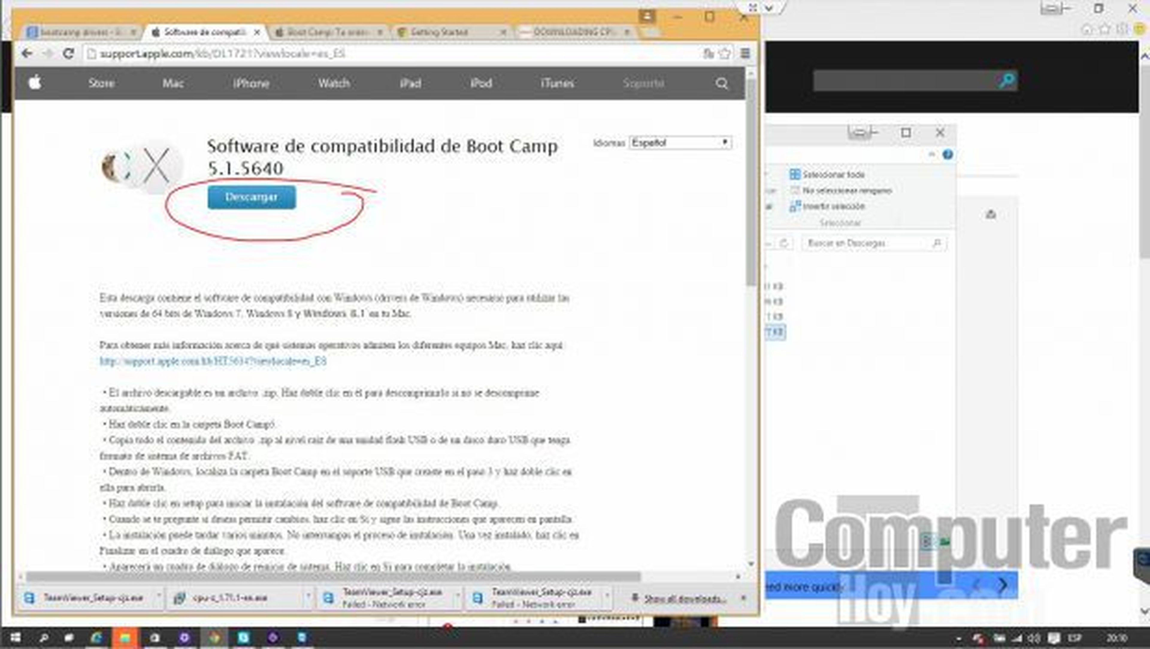 Bootcamp está disponible en las páginas de soporte de Apple