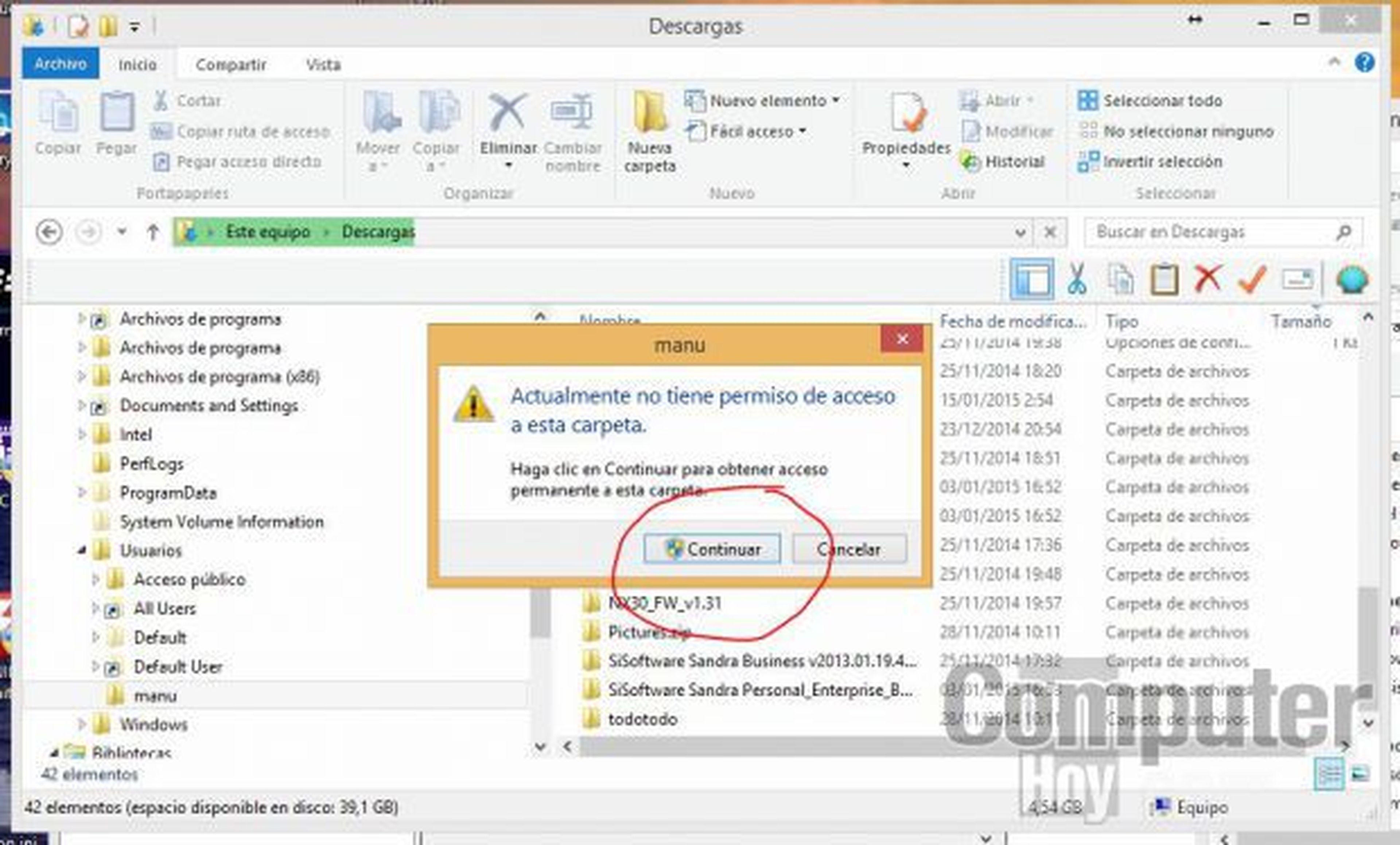 Para guardar archivos en la unidad Windows 10 creada con Windows To Go tendrás que usar permisos de admionistrador