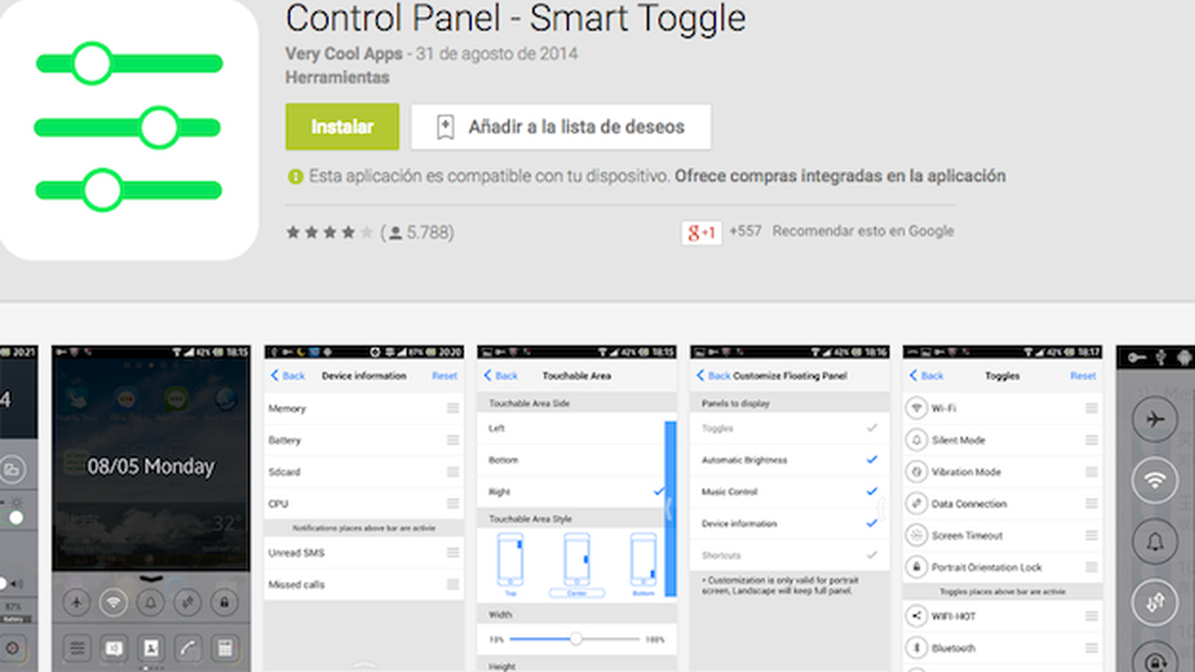 Control Panel-Smart Toggle, apps para convertir tu Android en un iPhone