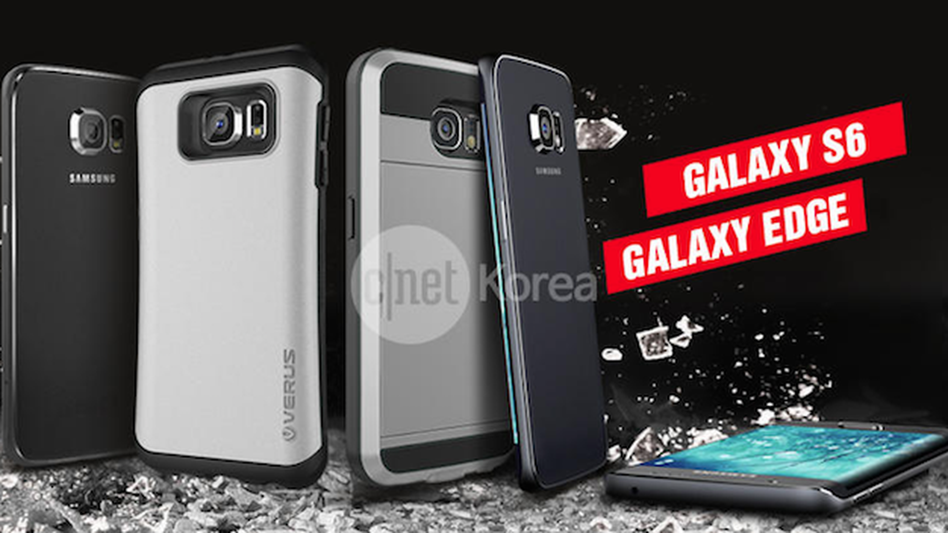 Uno de los diseños del Samsung Galaxy S6 hecho por el fabricante de fundas Verus que muestra un Galaxy S6 con pantalla curvada