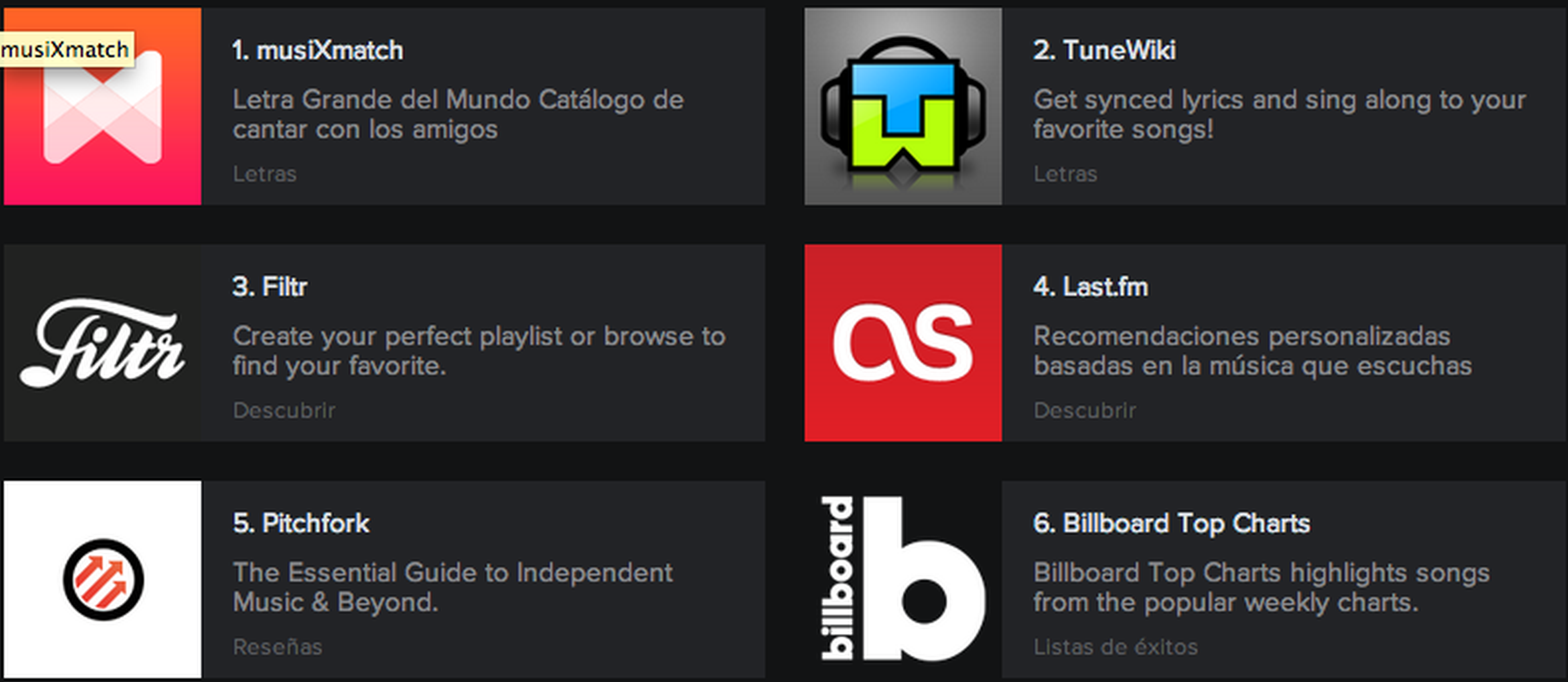 Aplicaciones de Spotify