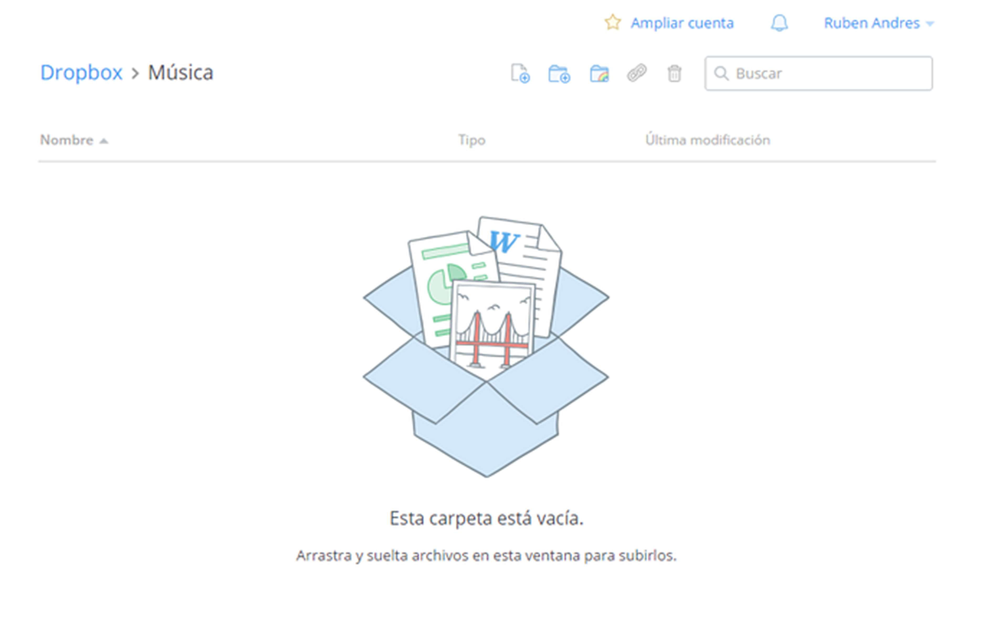 Crea una carpeta de música en Dropbox