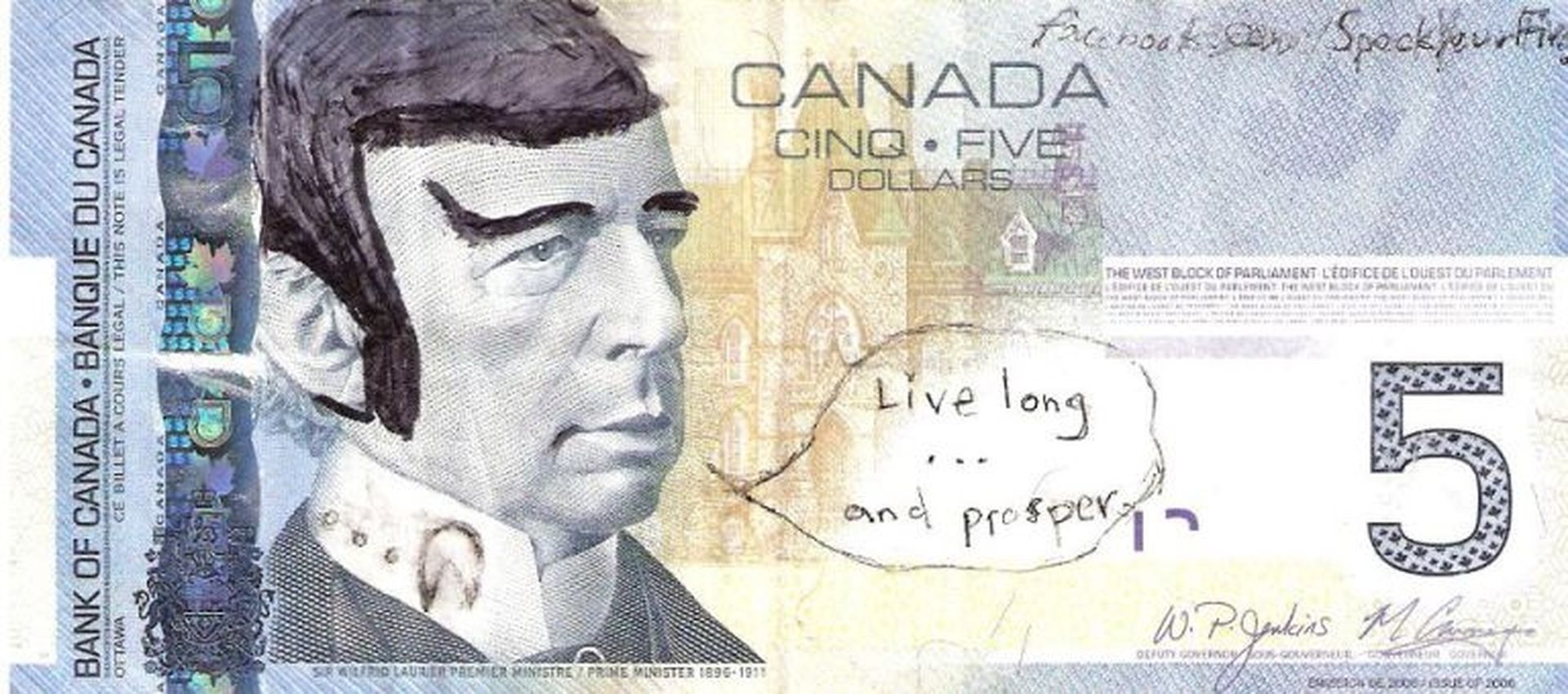 Spock en los billetes canadienses
