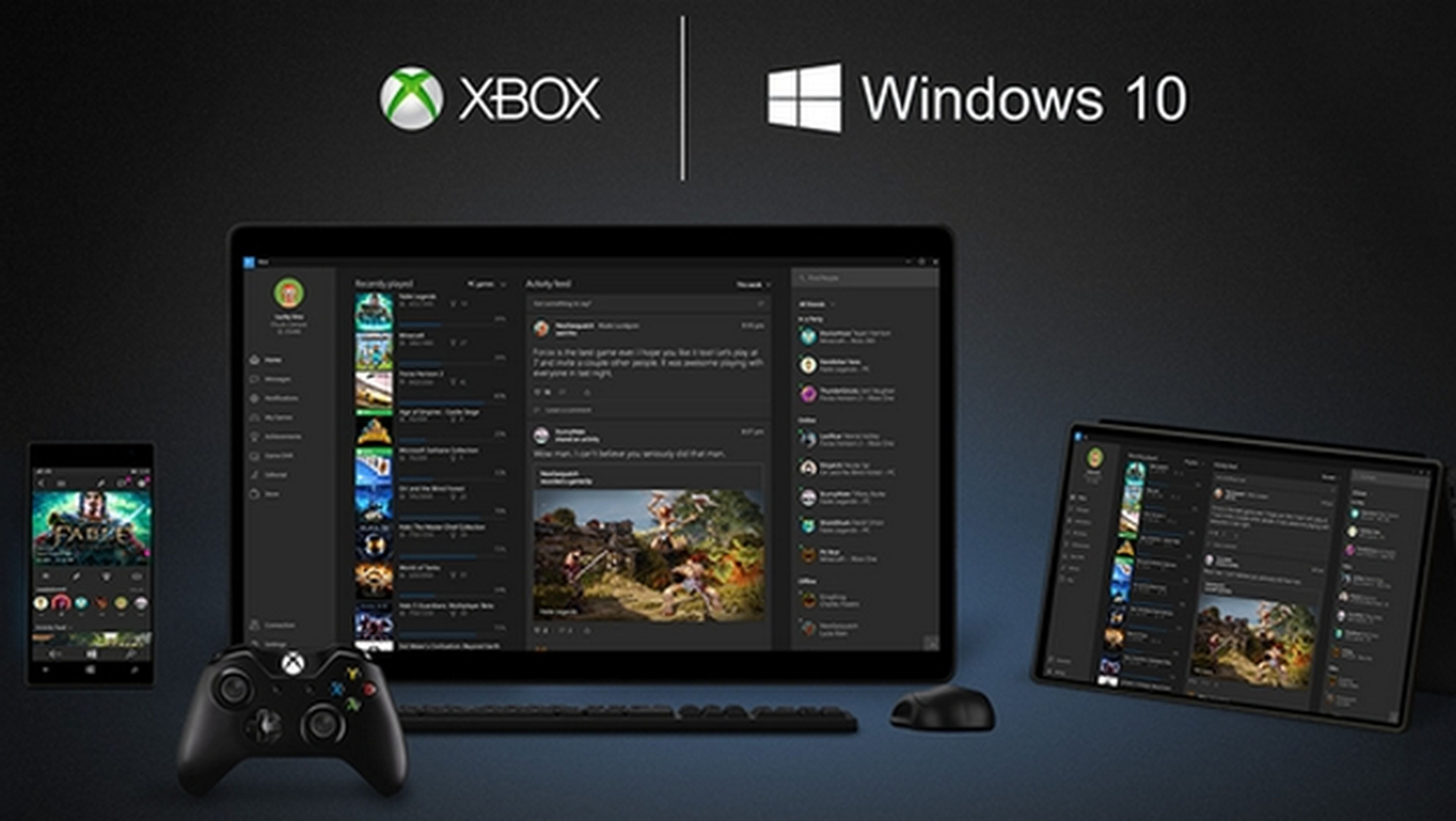 Xbox Live será gratis en PC y móviles con Windows 10.