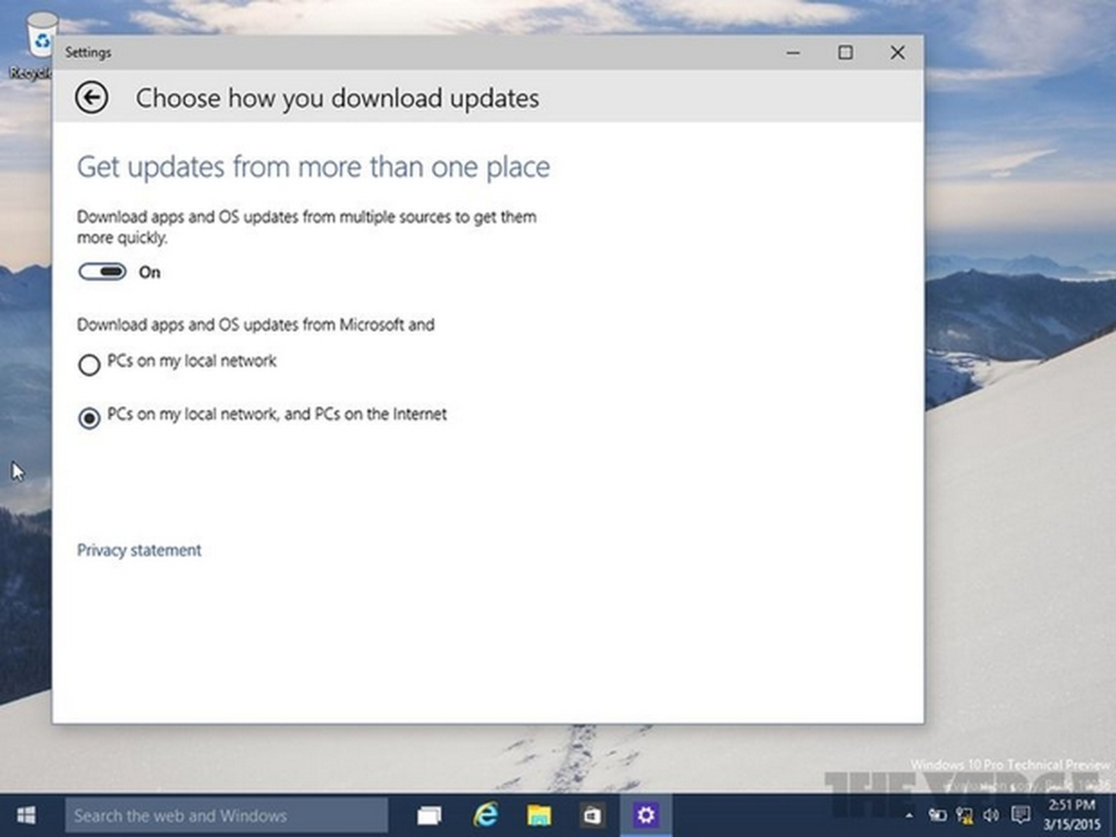 Actualización Windows 10 en redes P2P
