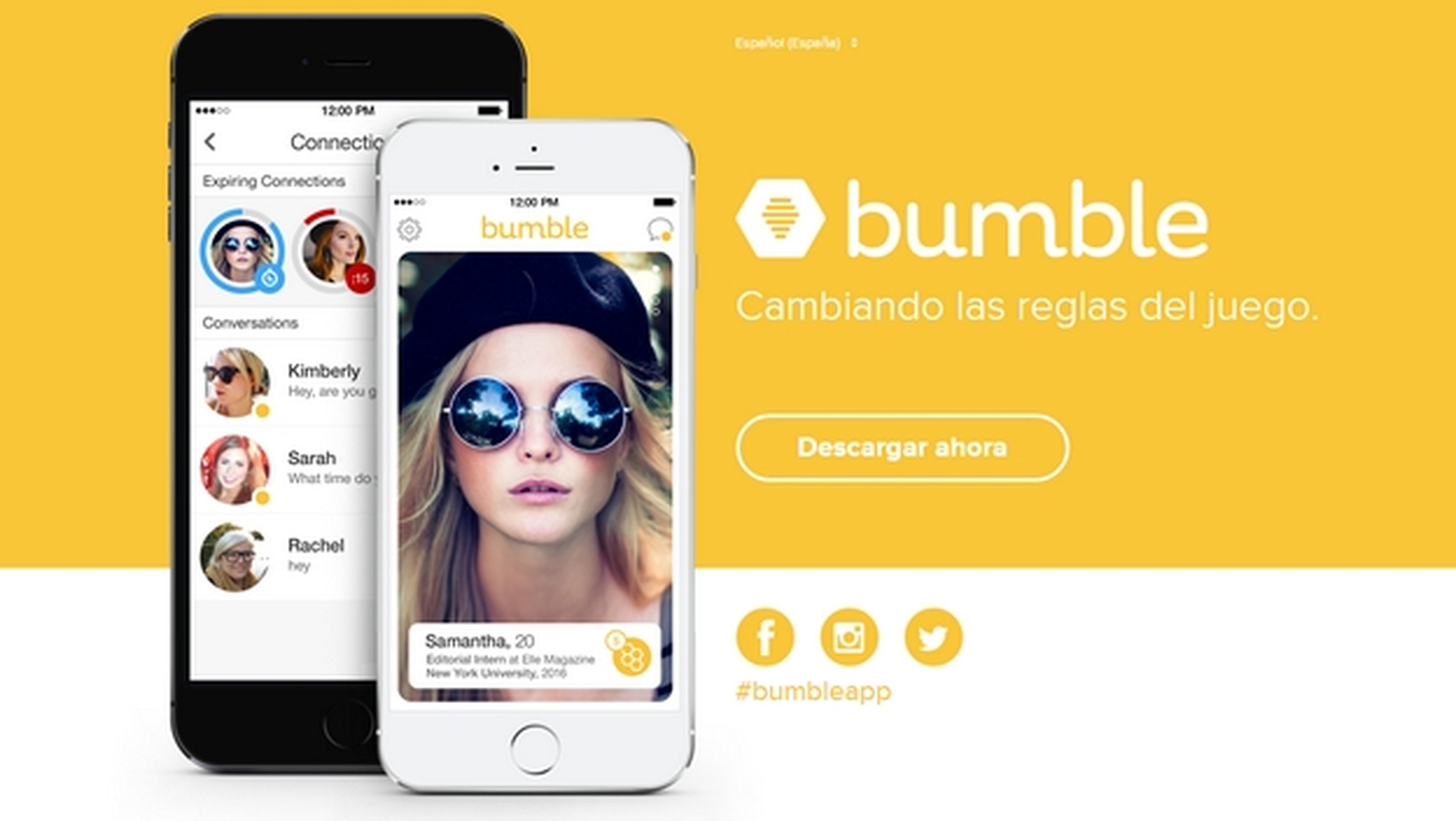 Bumble, la app para ligar de la fundadora de Tinder, en donde las chicas inician las conversaciones.