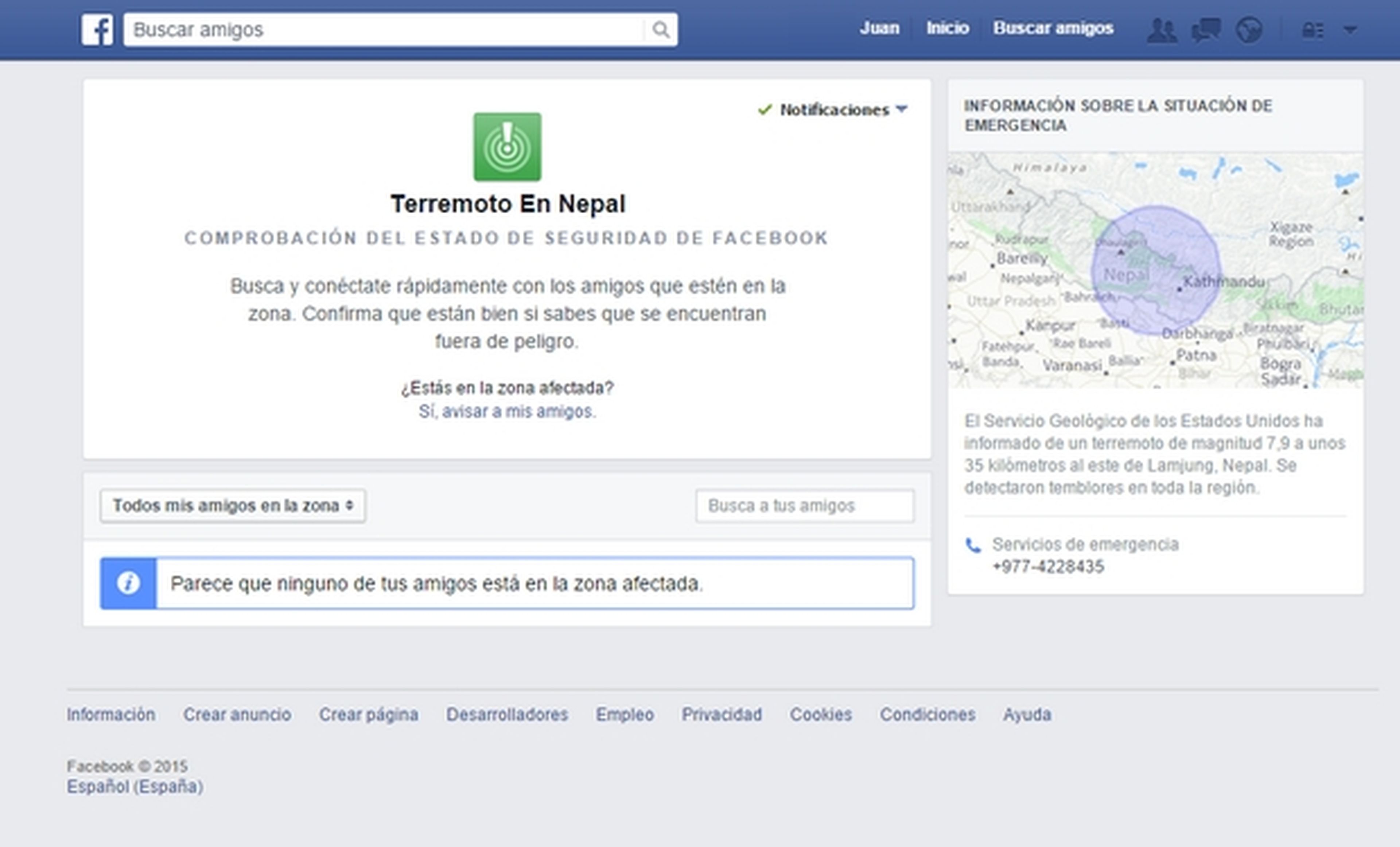 Google Facebook terremoto Nepal