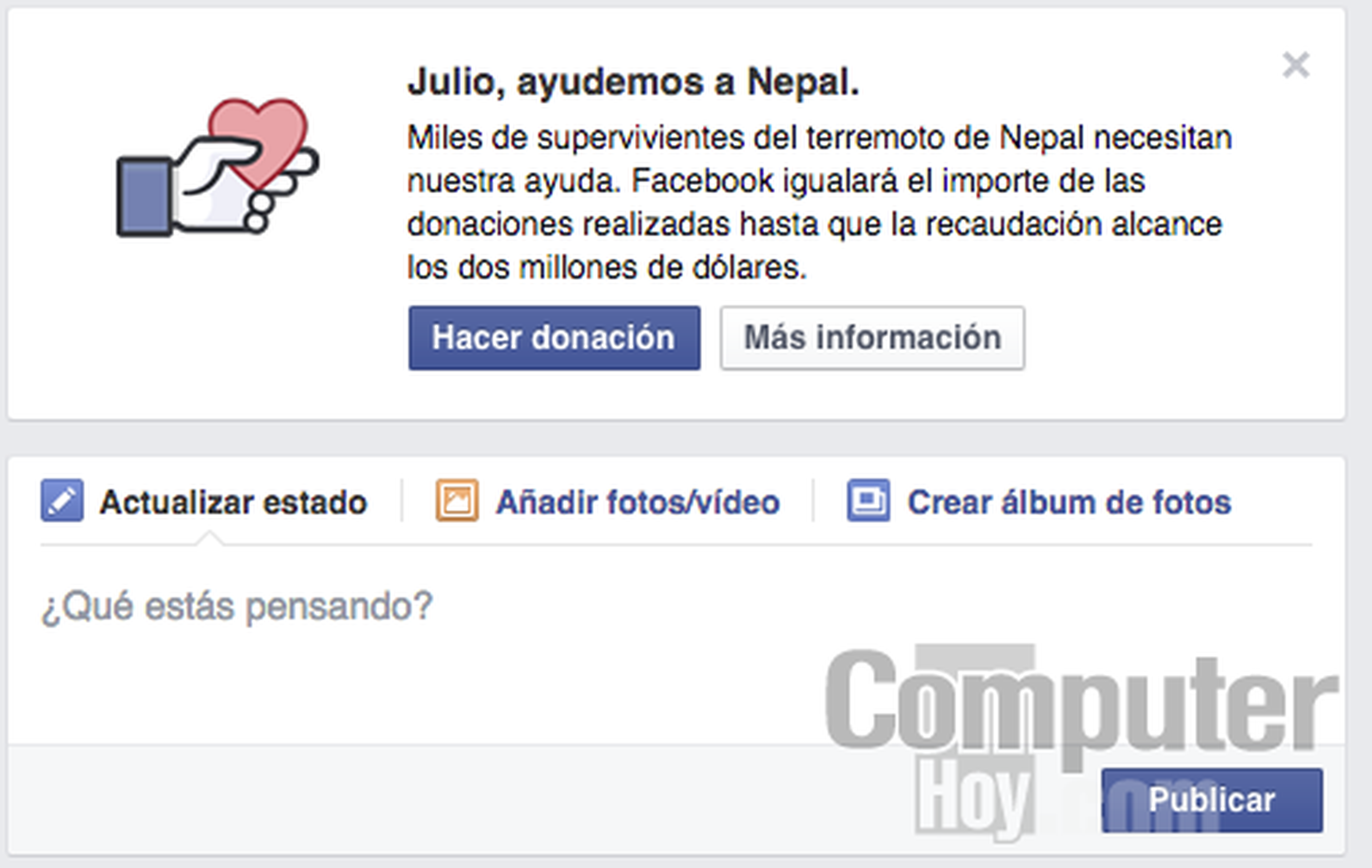 Ayuda a Nepal con Facebook
