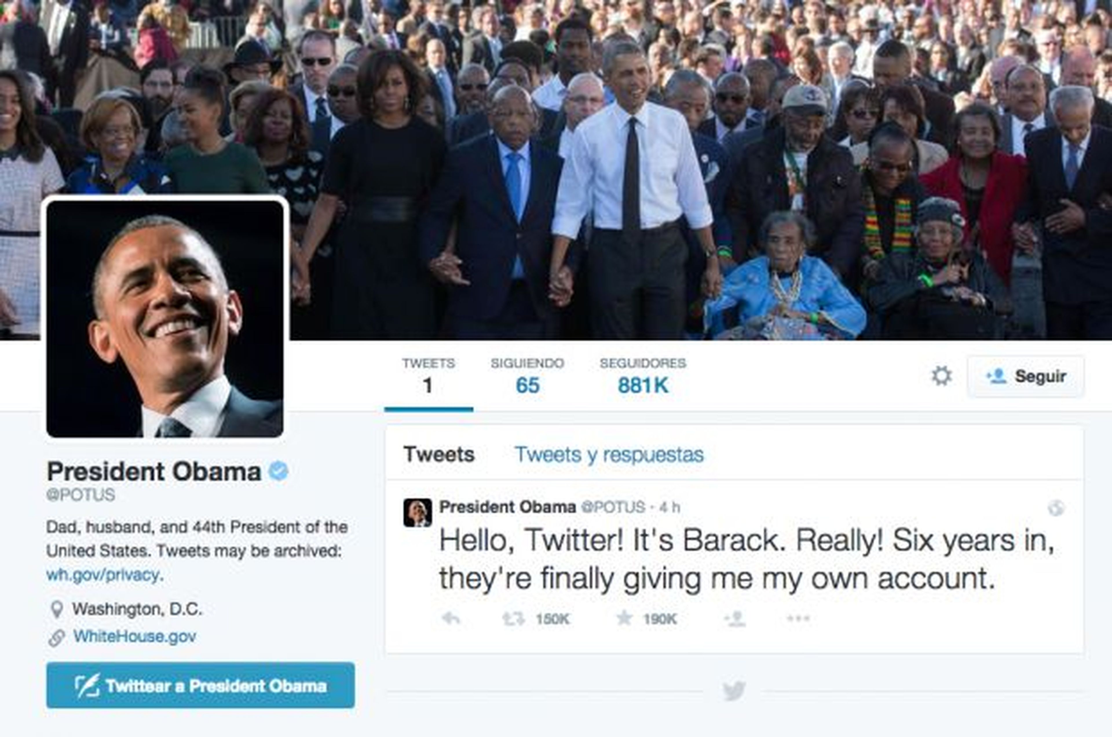 Barack Obama ya tiene cuenta personal en Twitter