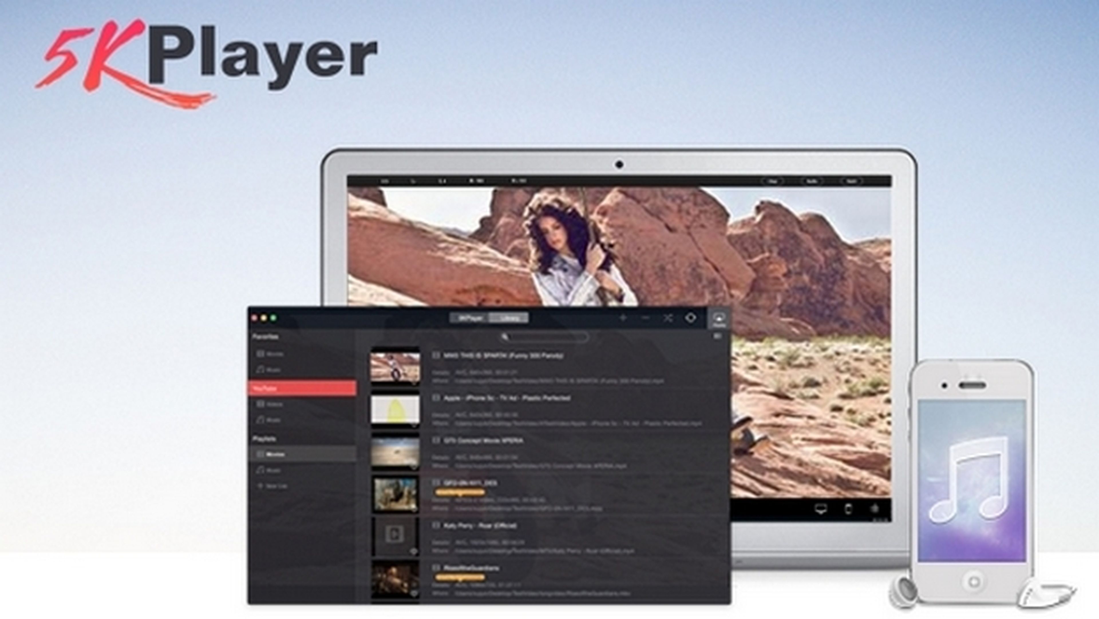 5KPlayer reproduce, retransmite y descarga vídeos... ¡gratis!