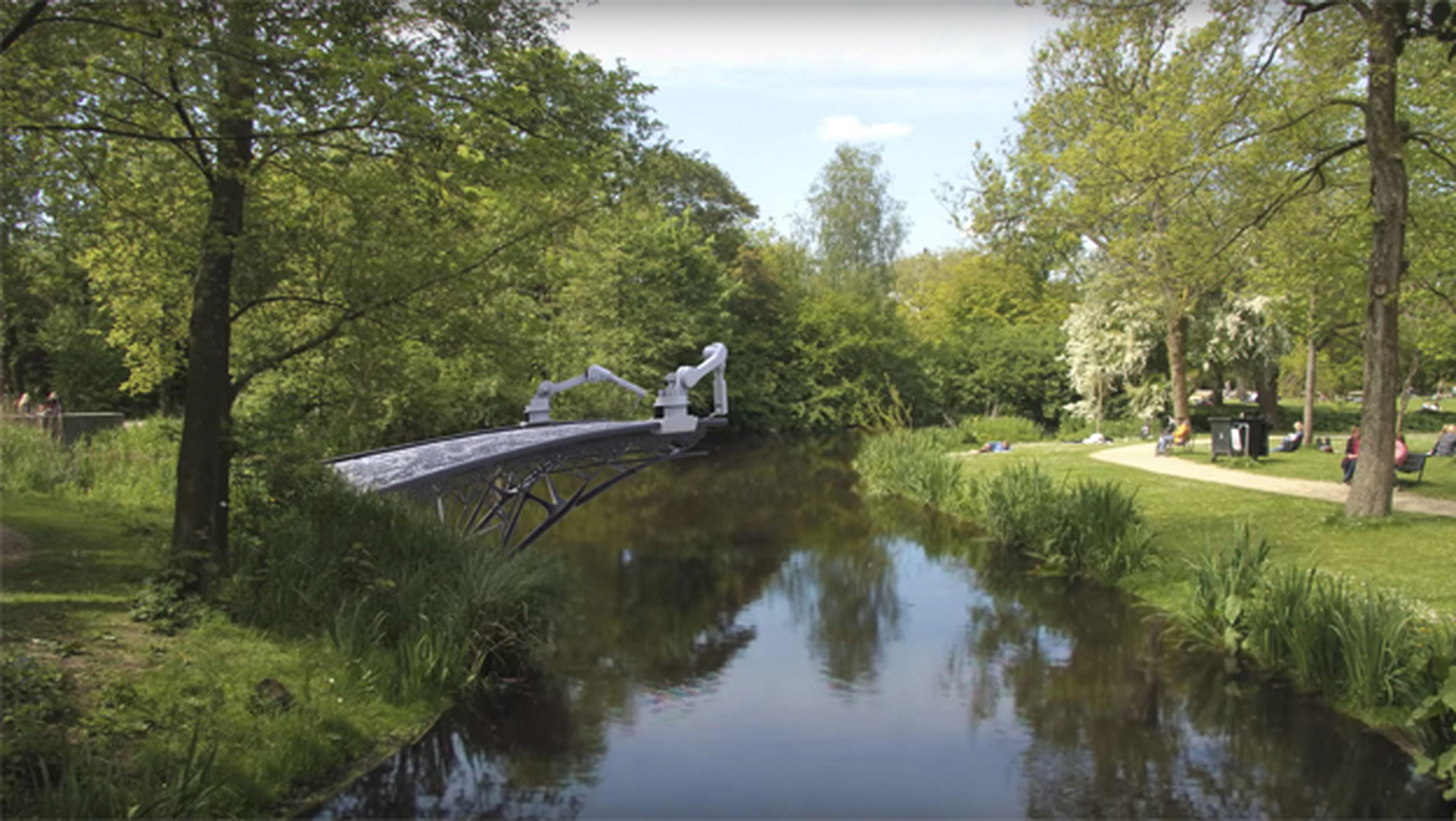 Crean un robot que puede imprimir en el aire puentes en 3D