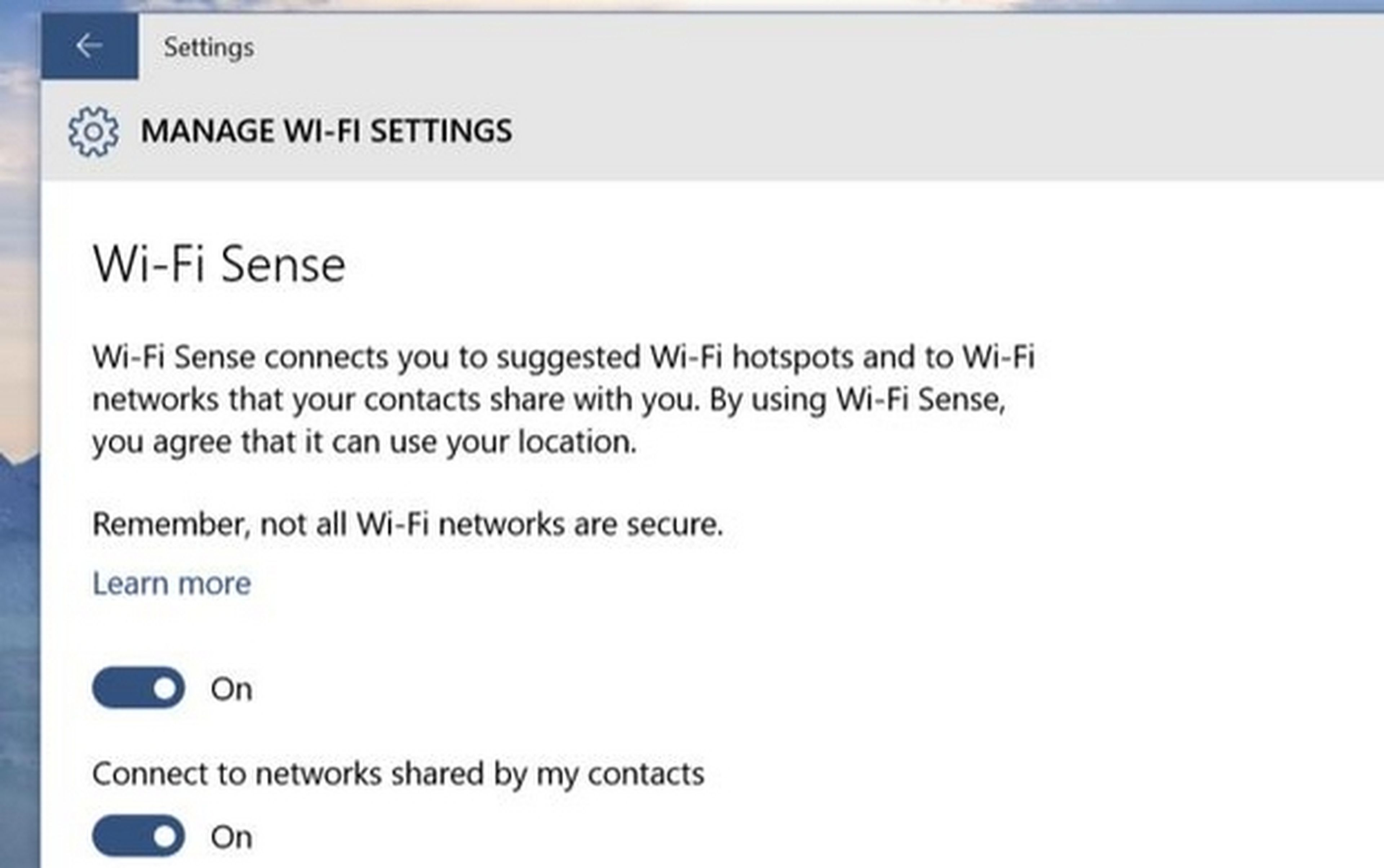 WiFi Sense en Windows 10