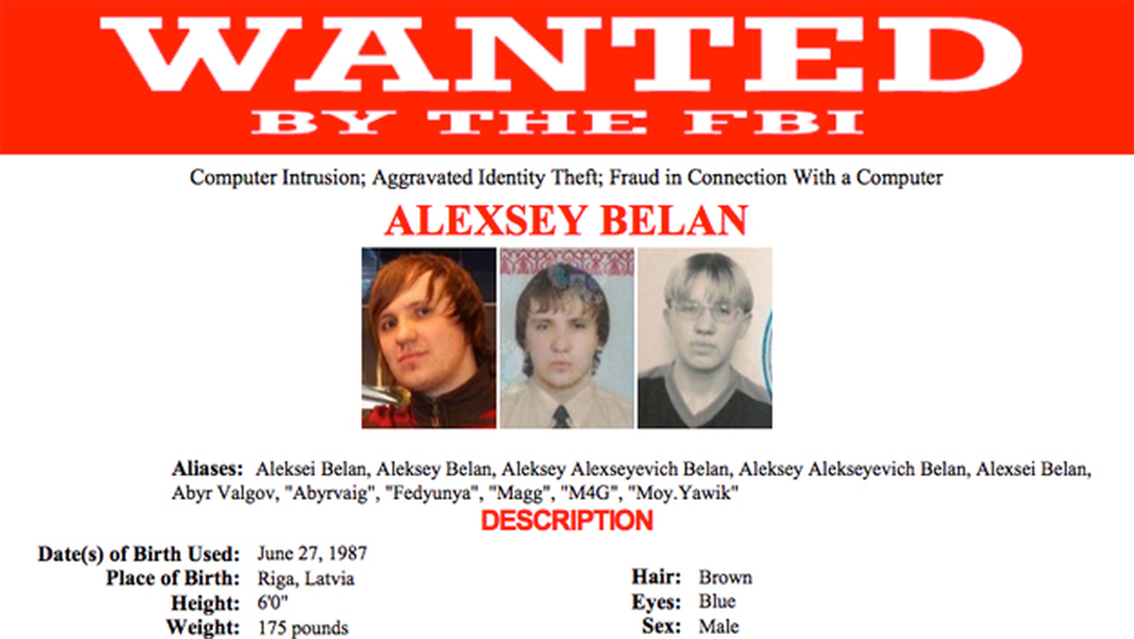 Alexsey Belan, ciberdelincuente buscado por el FBI