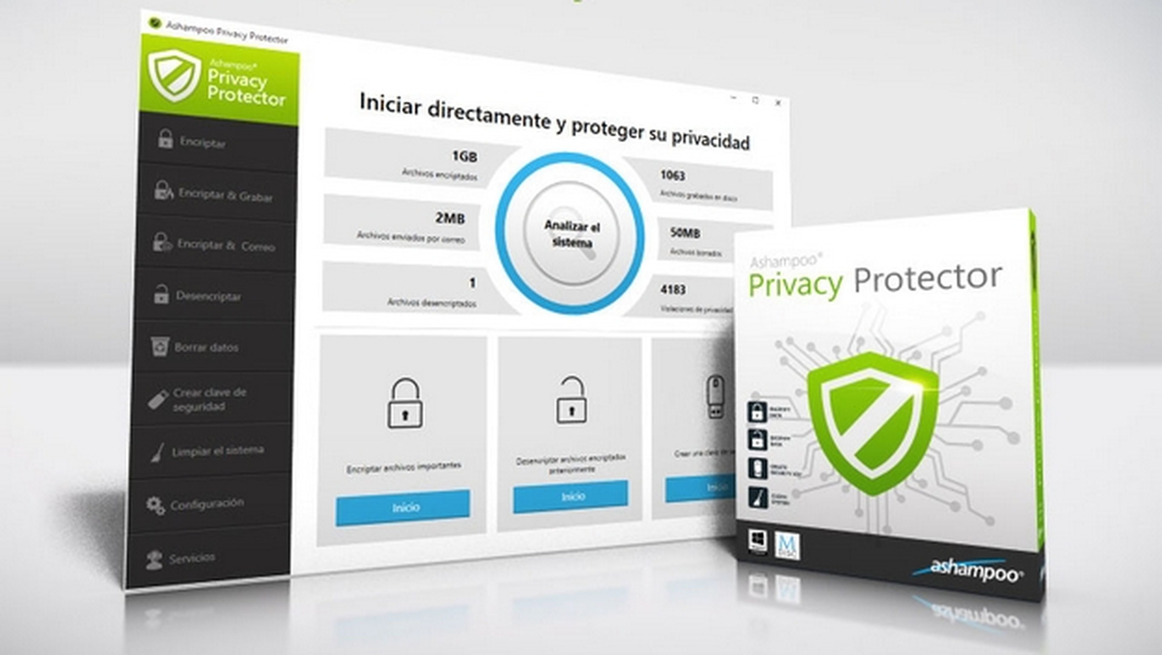 Ashampoo Privacy Protector encripta tus datos y borra los rastreos.