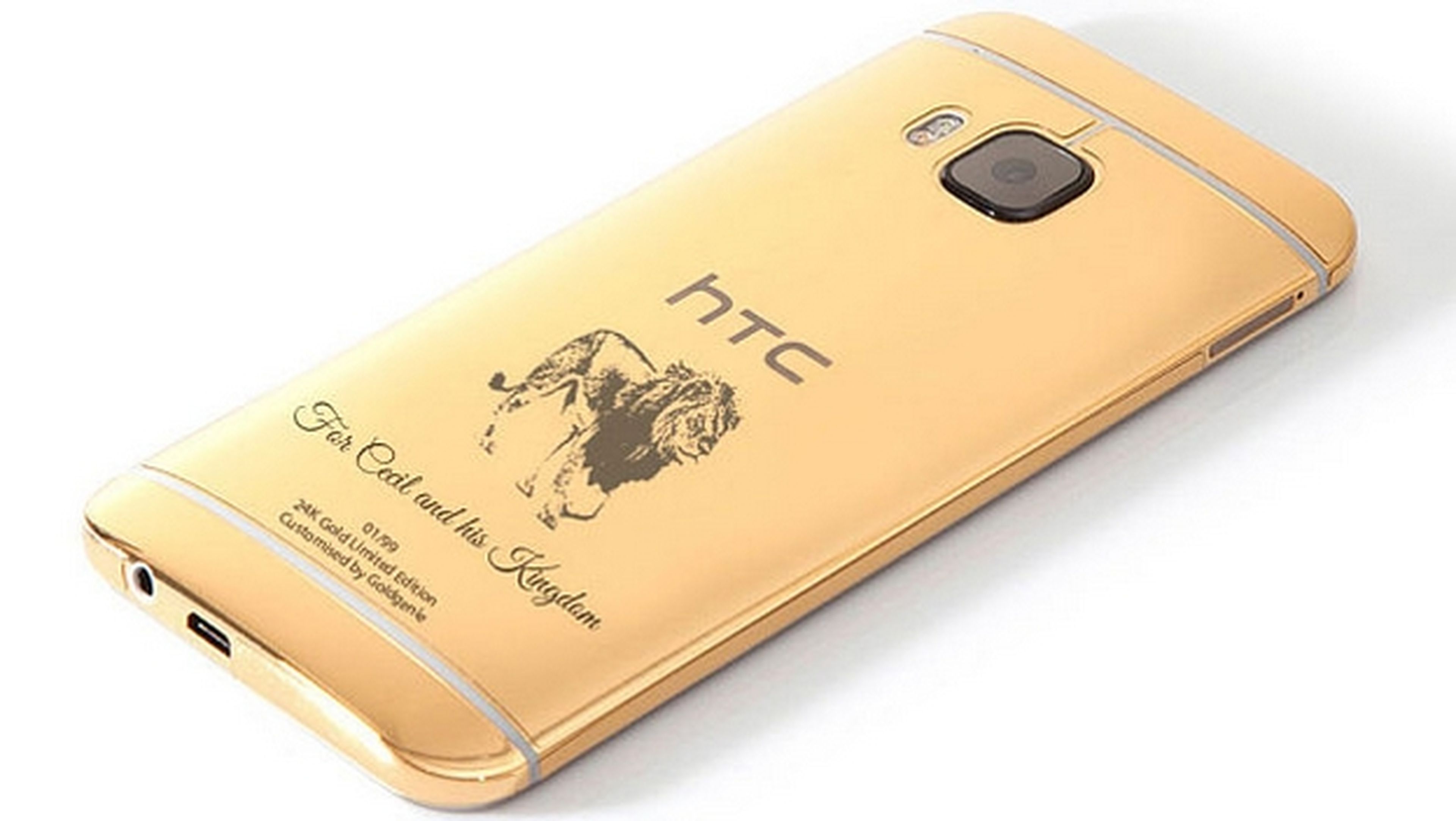 El león Cecil homenajeado en la carcasa de un HTC One M9 de oro
