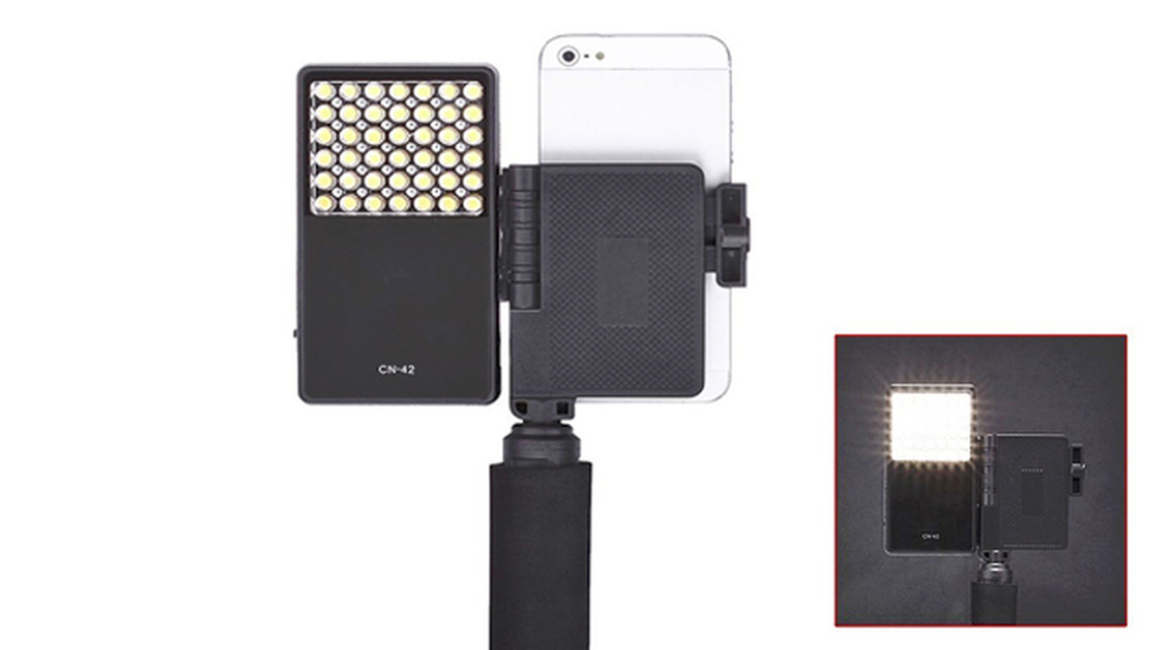 Empuñadura con panel LED para smartphone