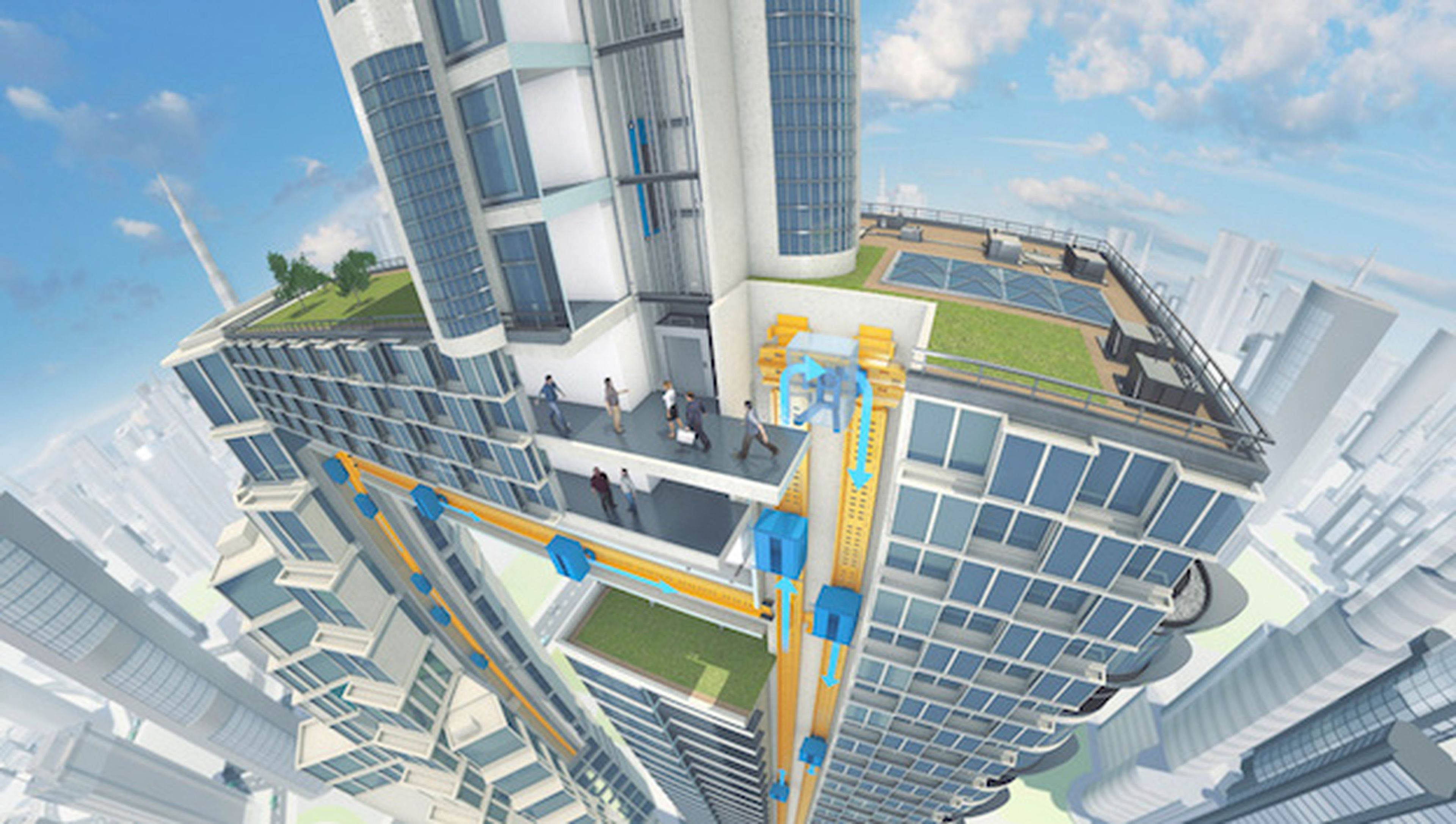 Thyssen hace oficial MULTI, el ascensor horizontal y sin cables