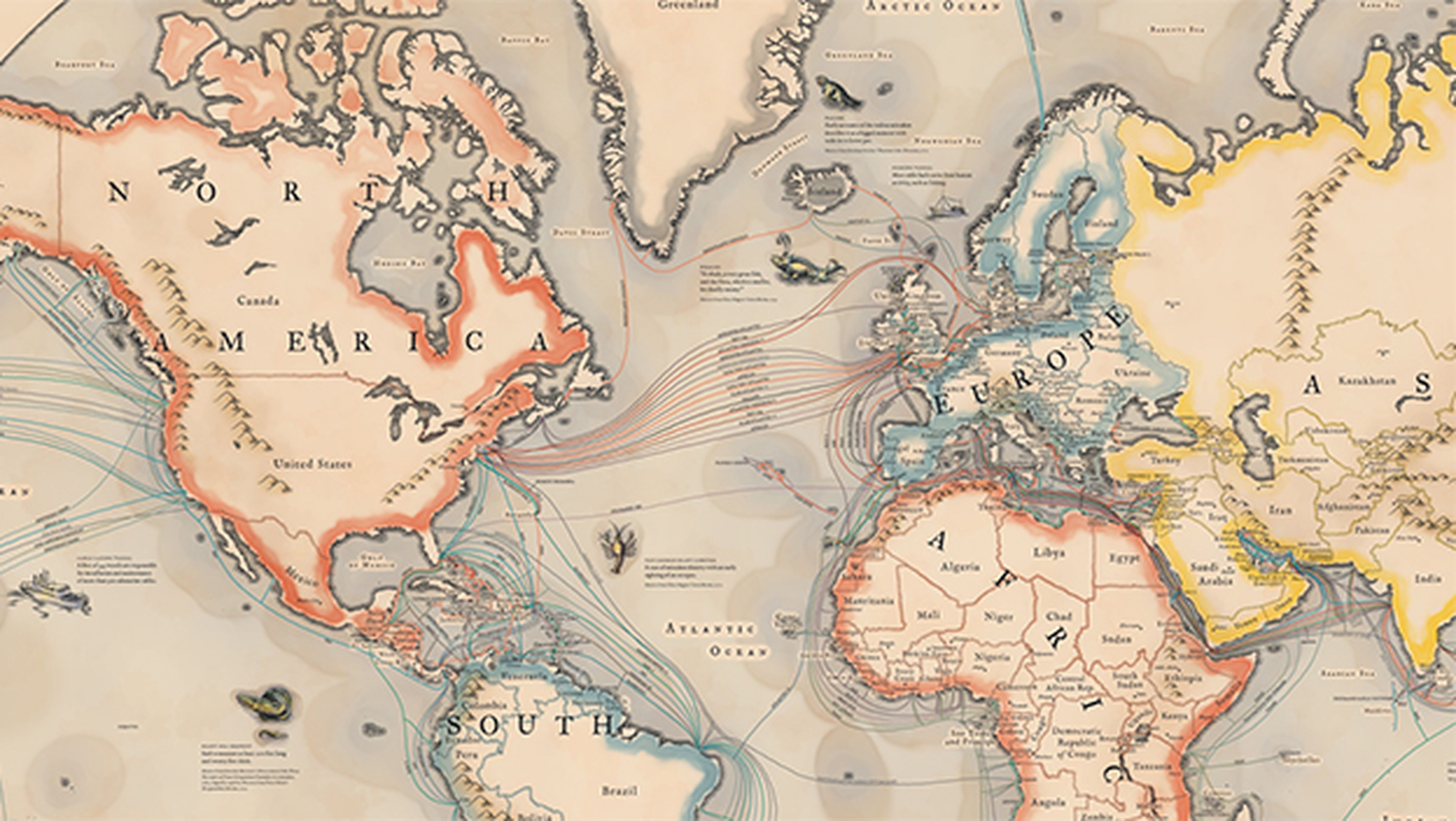 El mapa interactivo de los cables submarinos que conectan Internet