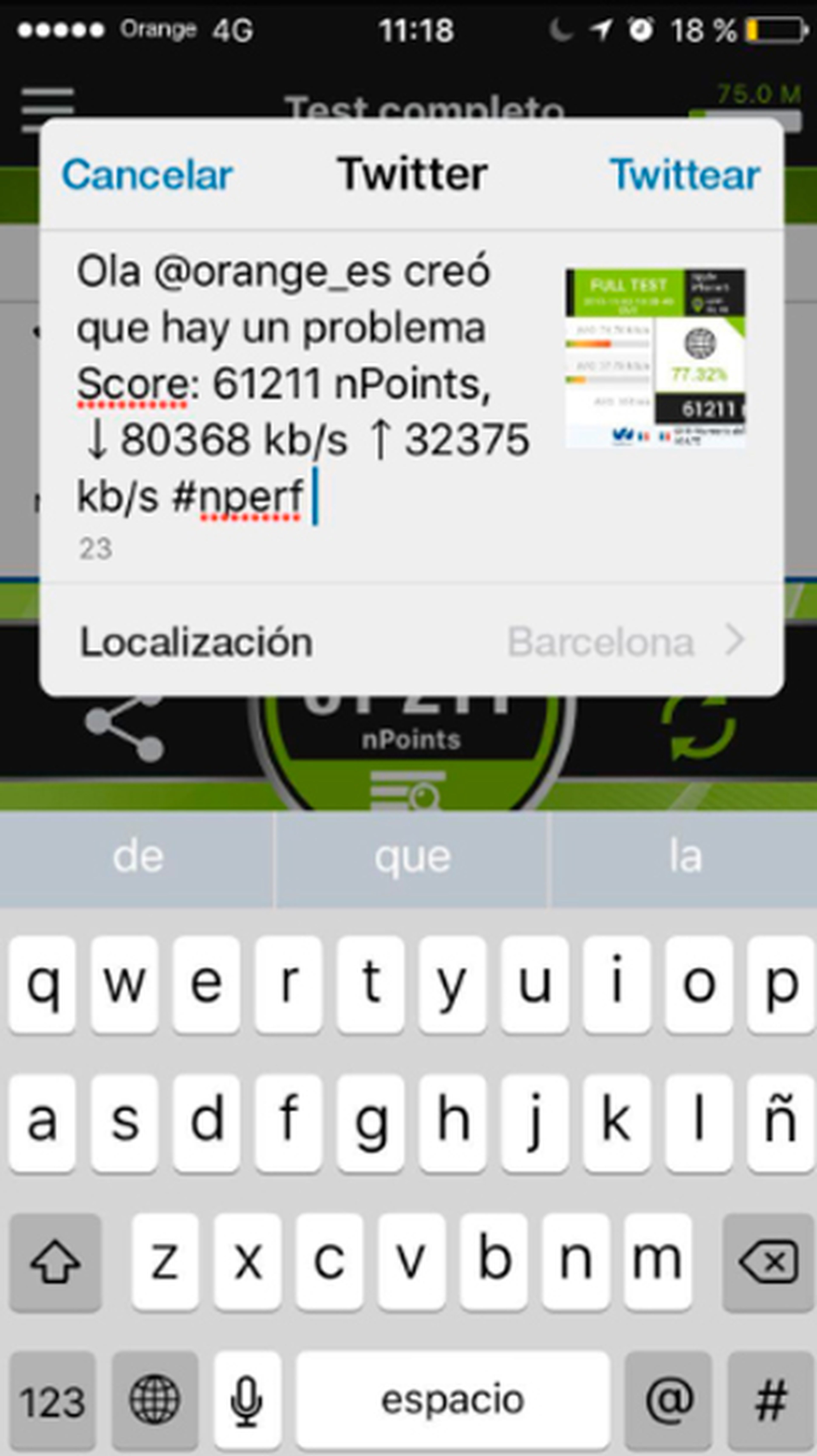 Con nPerf puedes compartir los resultados con tu operador para notificar averías.