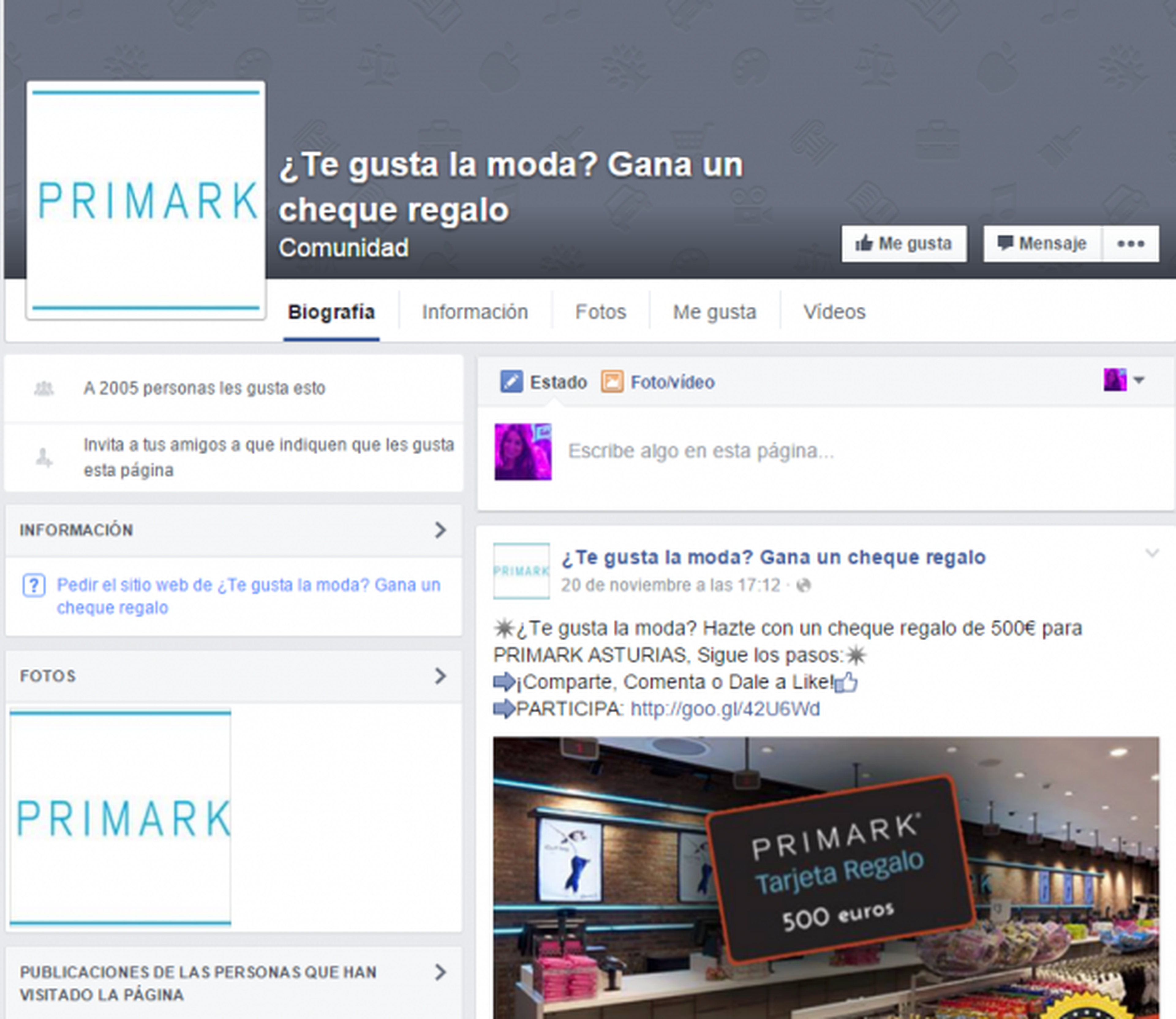 Estafa de cheques regalo de Primark se propaga en Facebook