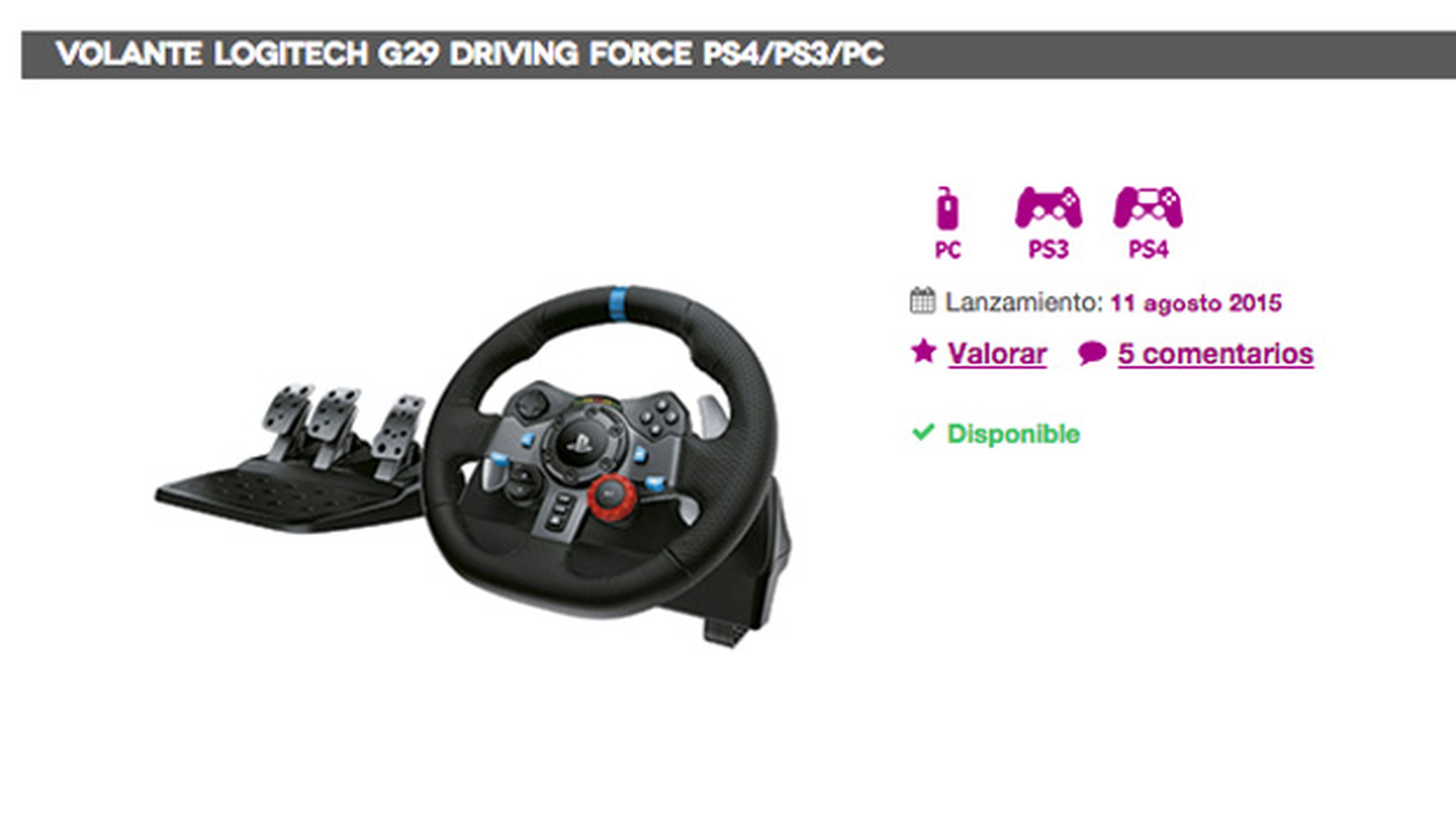 Logitech G29, uno de los mejores volantes para PS4, de oferta por el Black  Friday