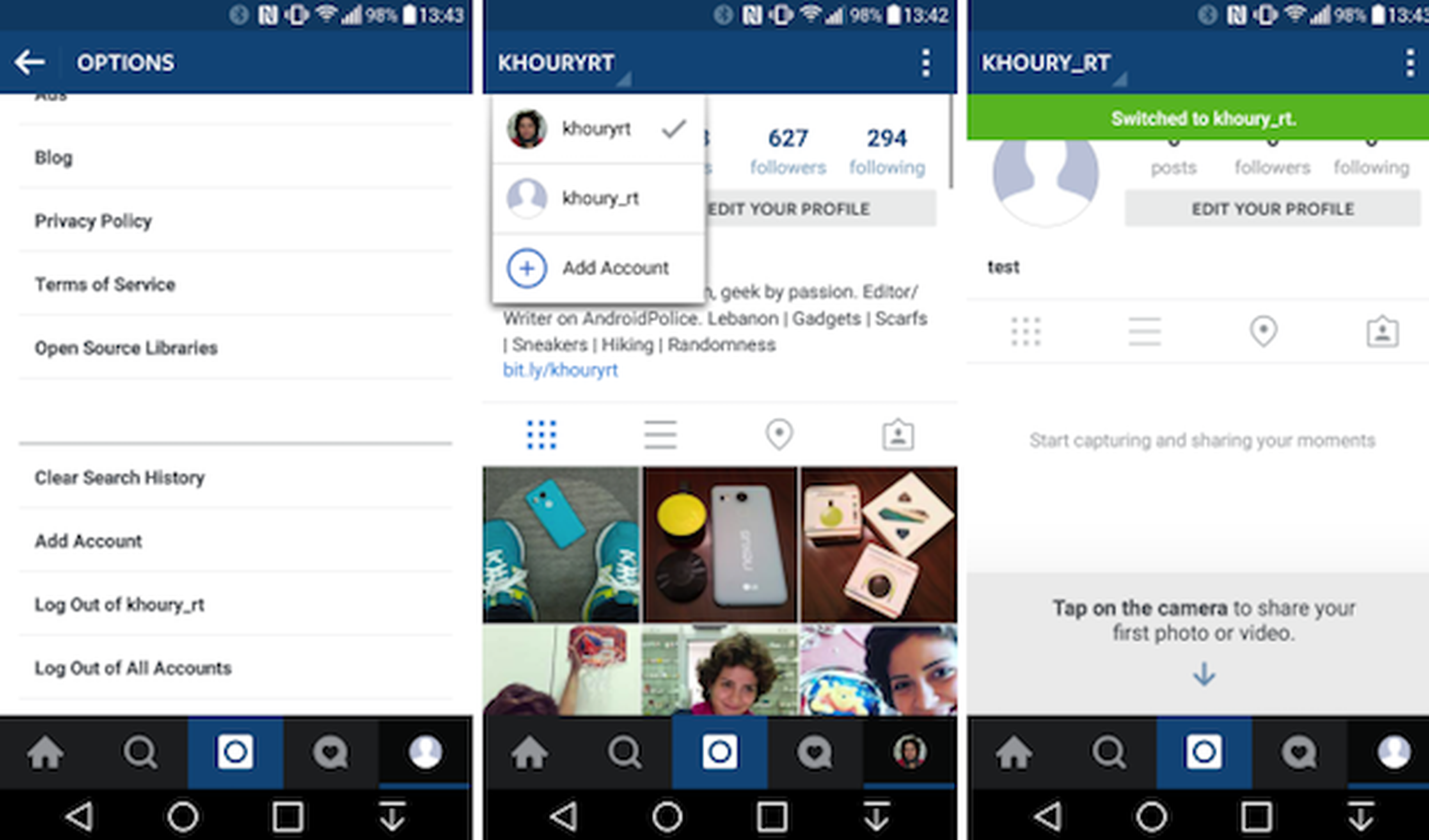 Instagram permitirá pronto múltiples cuentas en Android