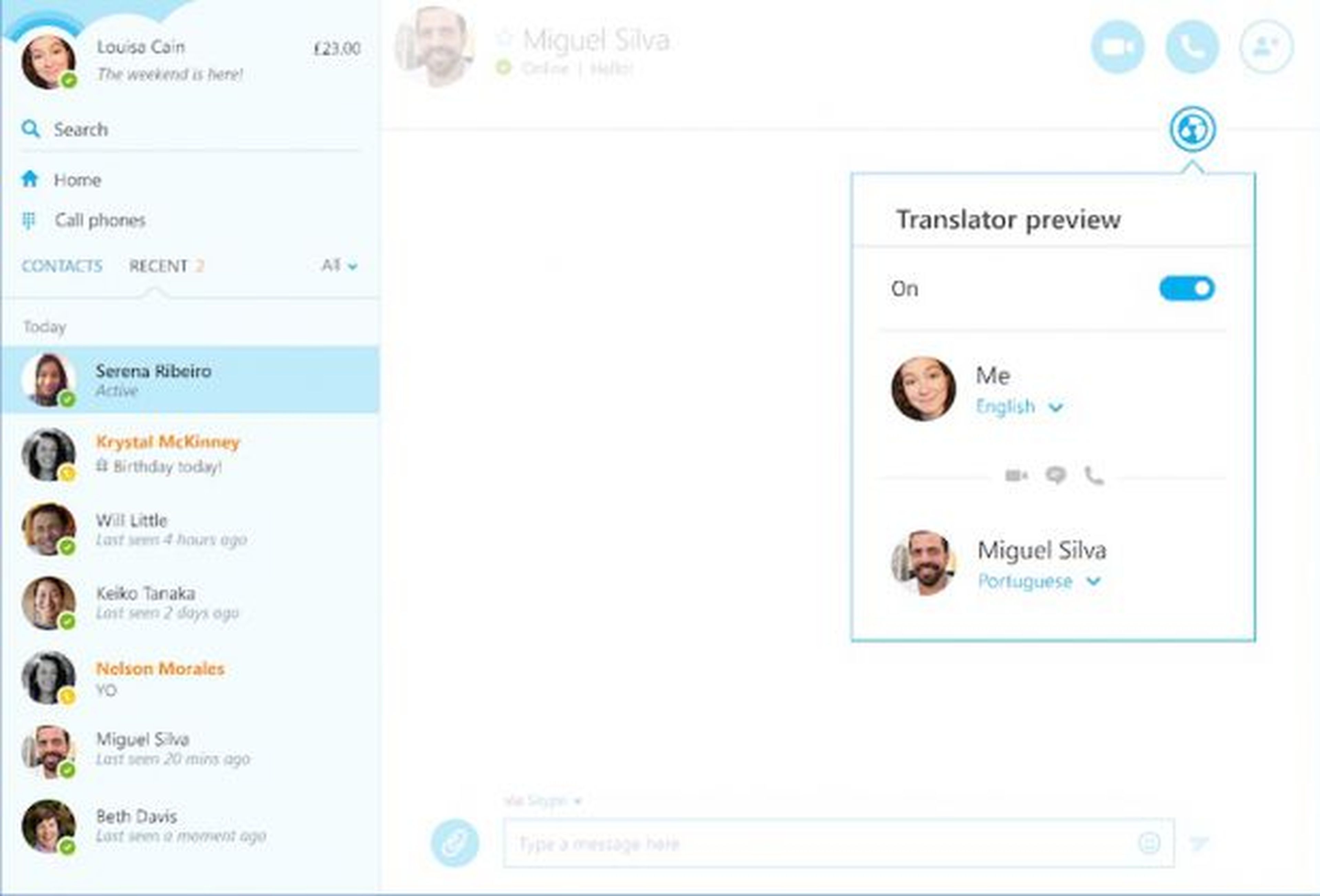 Traductor Skype Windows