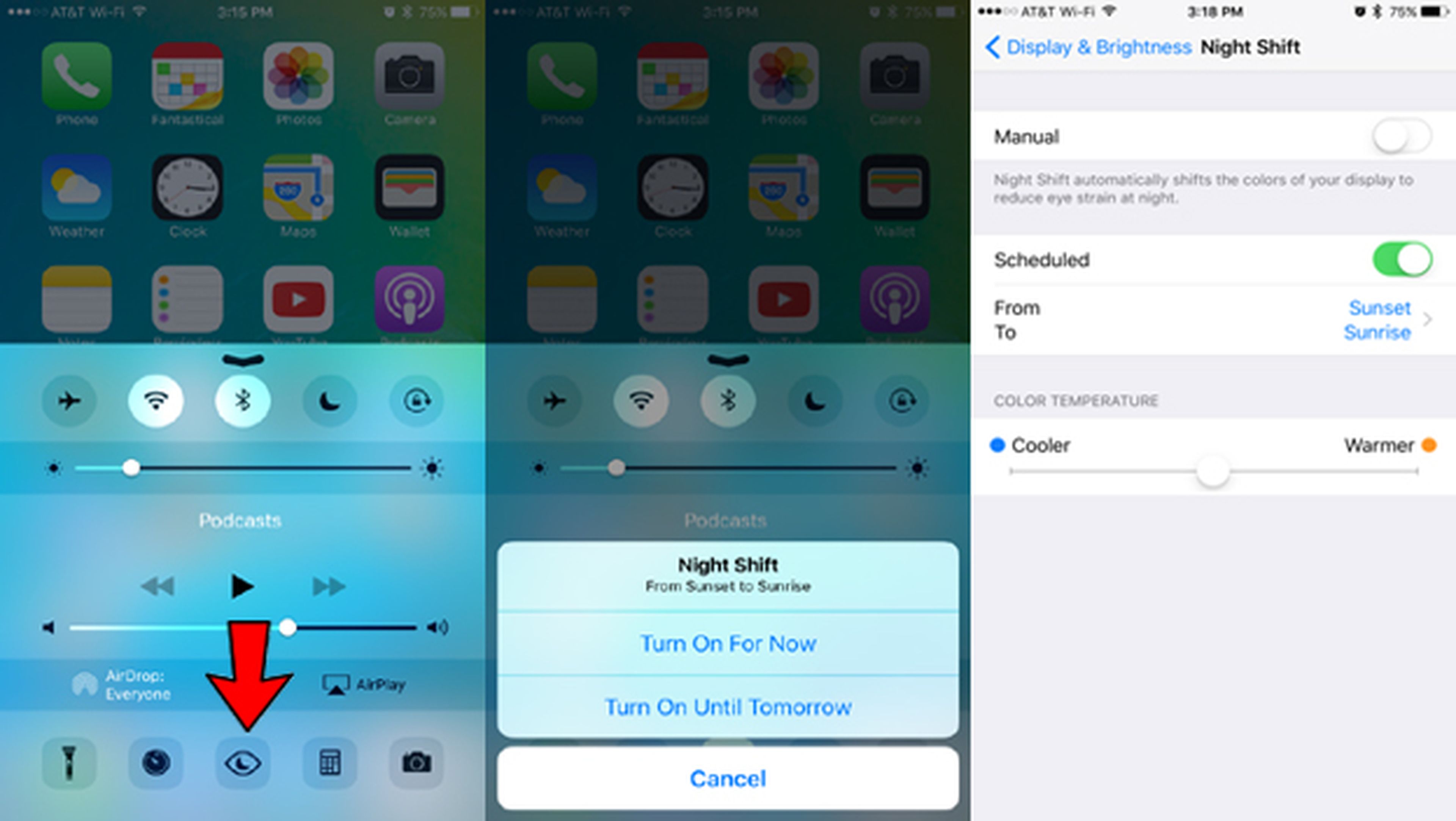Modo Noche de iOS 9 en el iPhone, para dormir bien