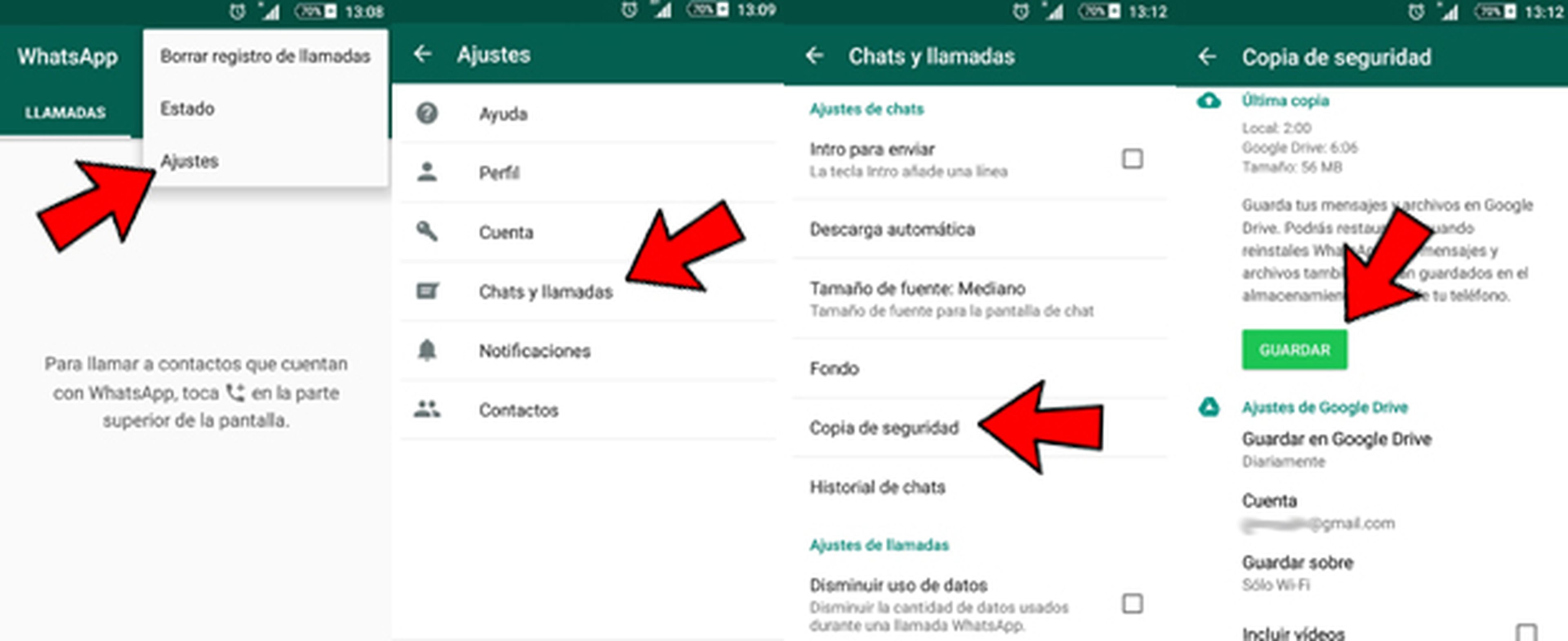 Hacer una copia de seguridad en WhatsApp en Android