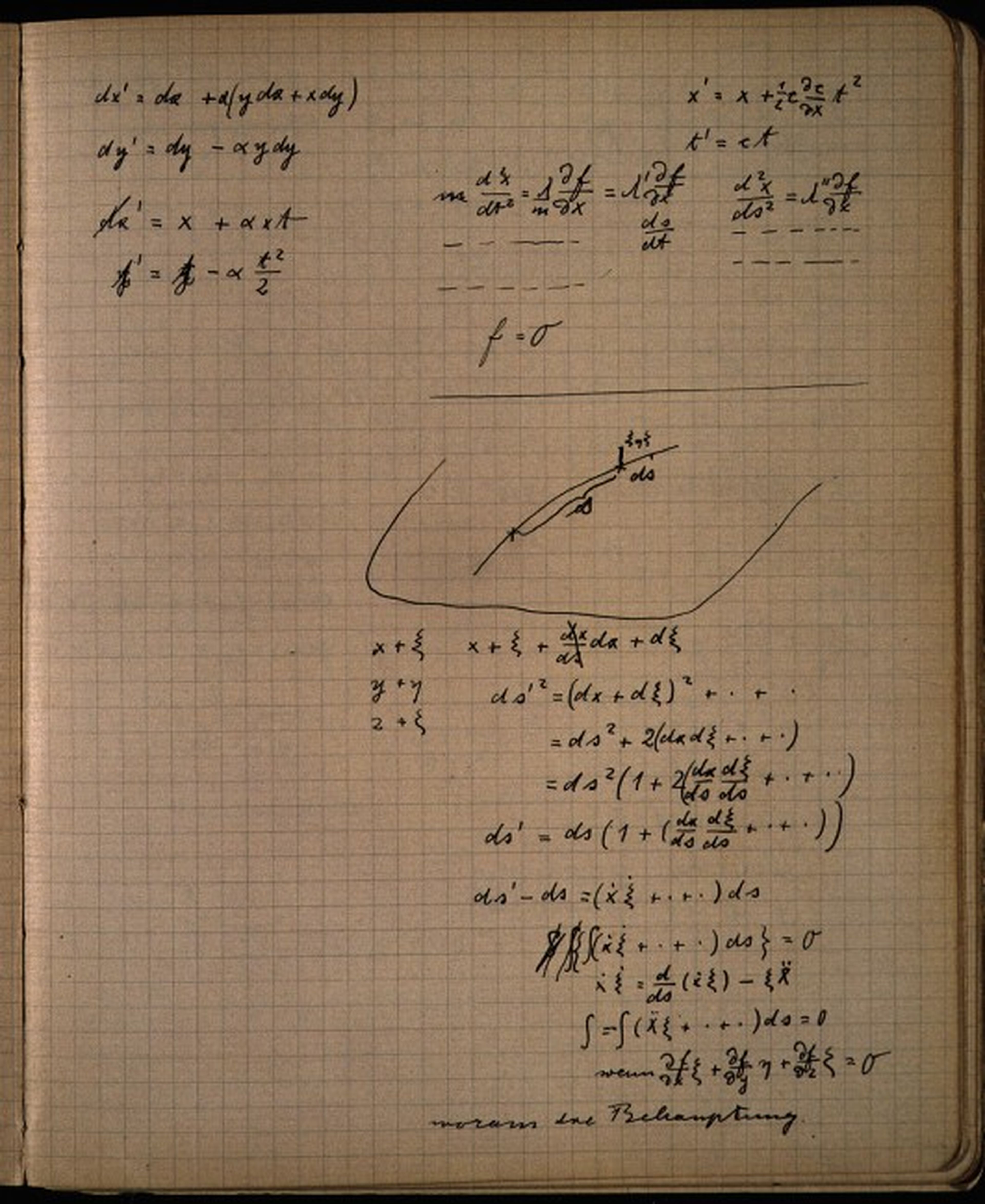 Movimiento en superficies curvas cuaderno Zurich de Einstein