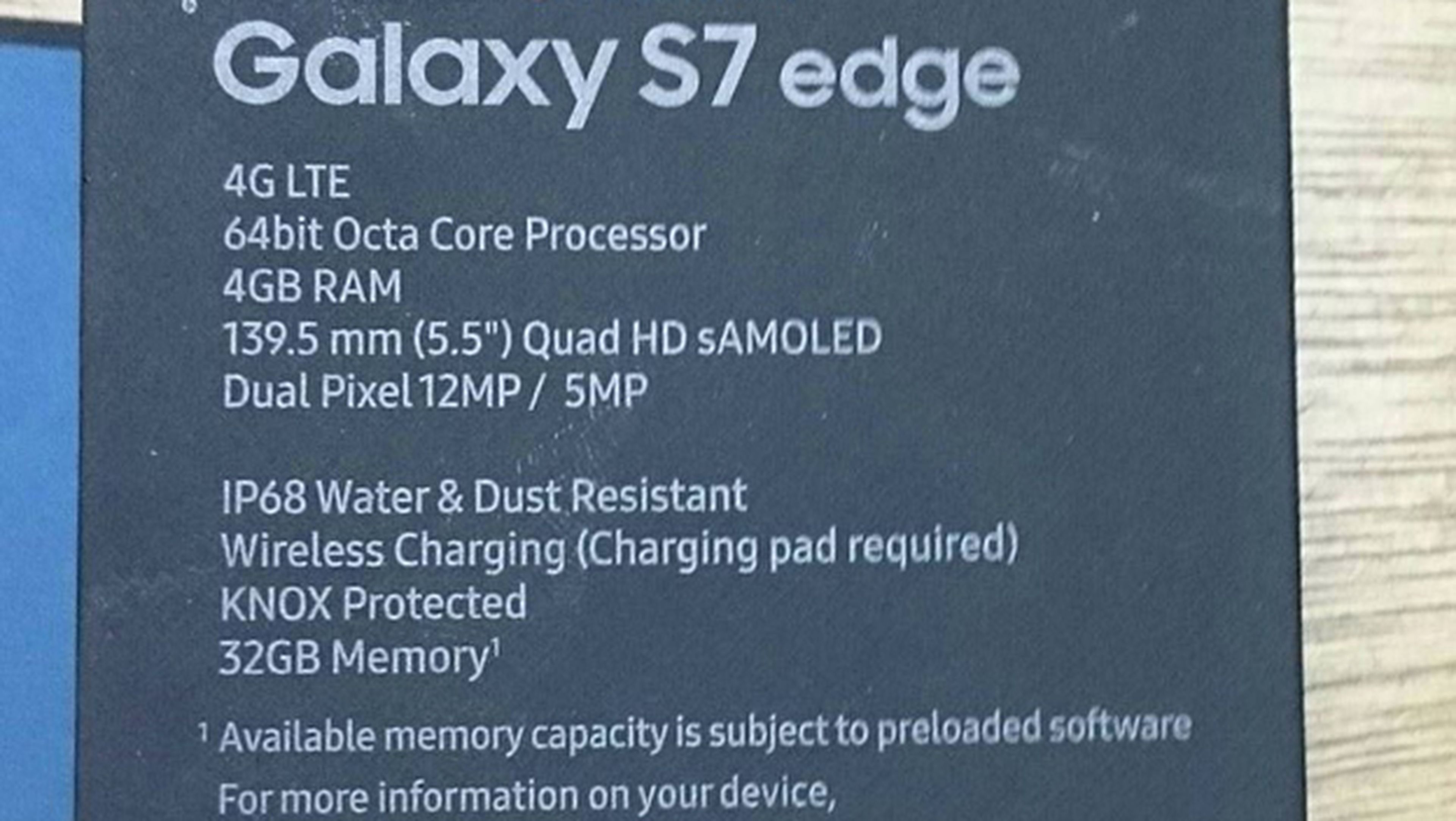Caja del Samsung Galaxy S7 Edge