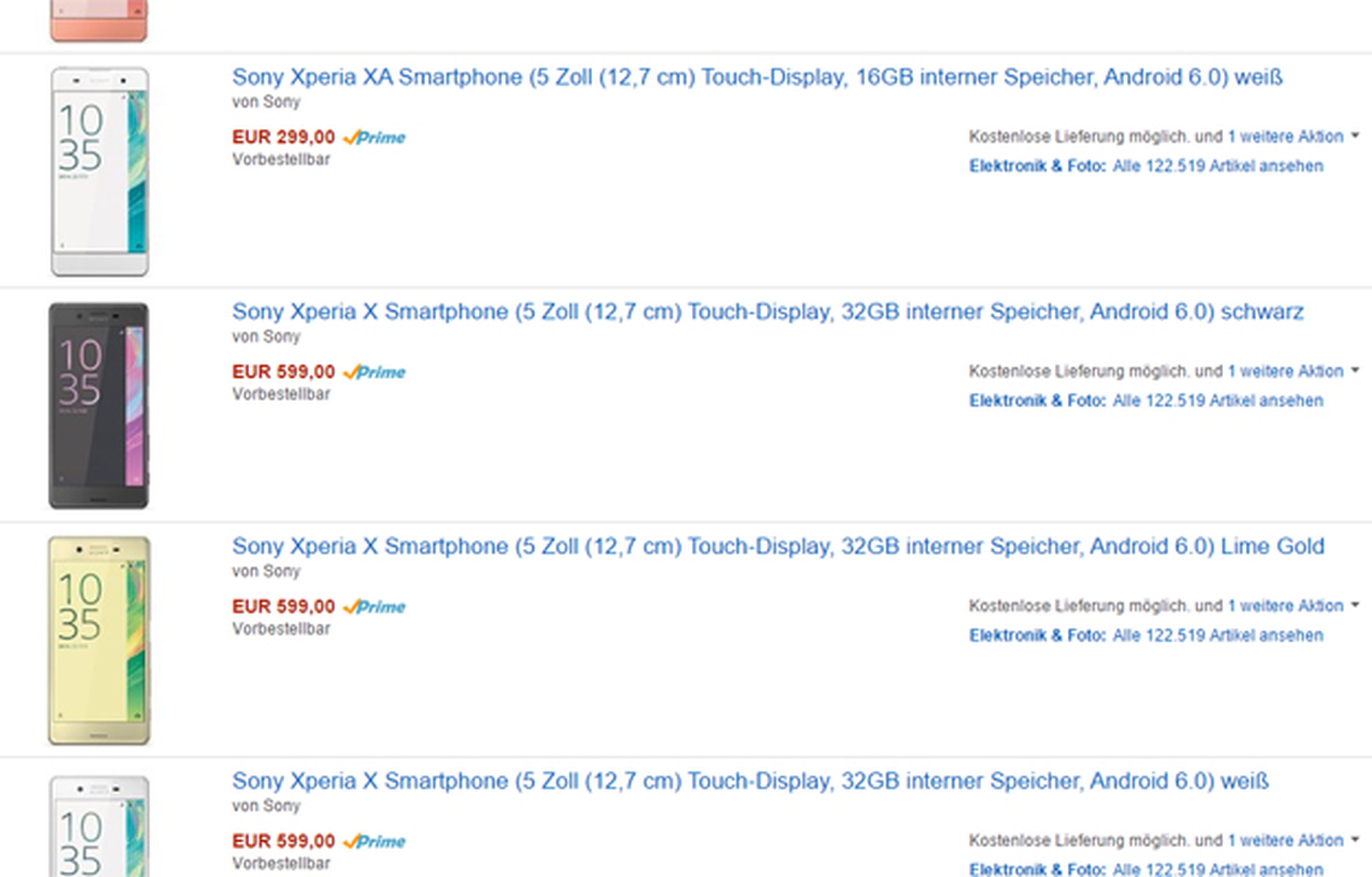 Precios para comprar el Sony Xperia X