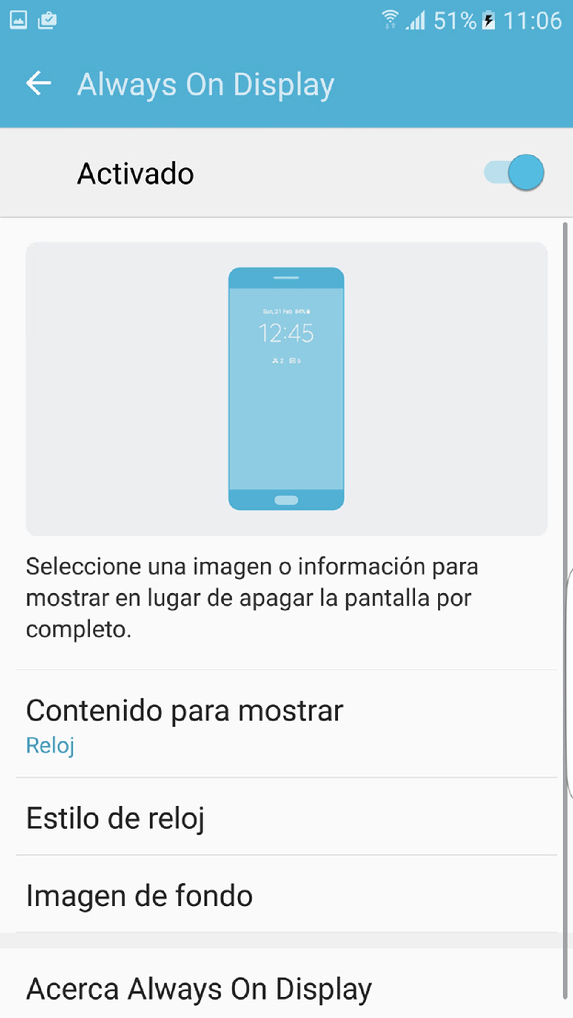 Función de Always On Display del Galaxy S7 Edge de Samsung