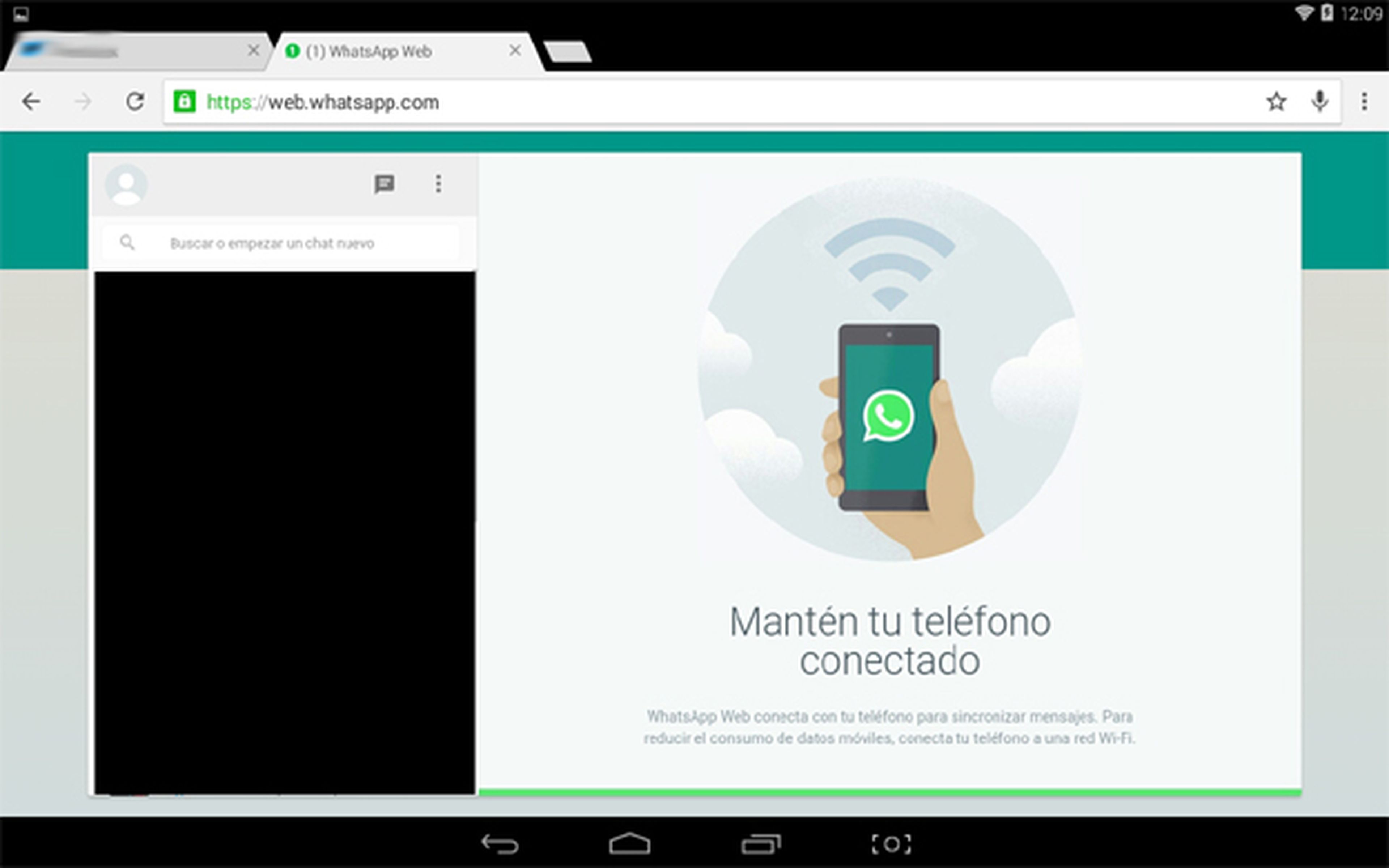 WhatsApp Web en una tablet Android