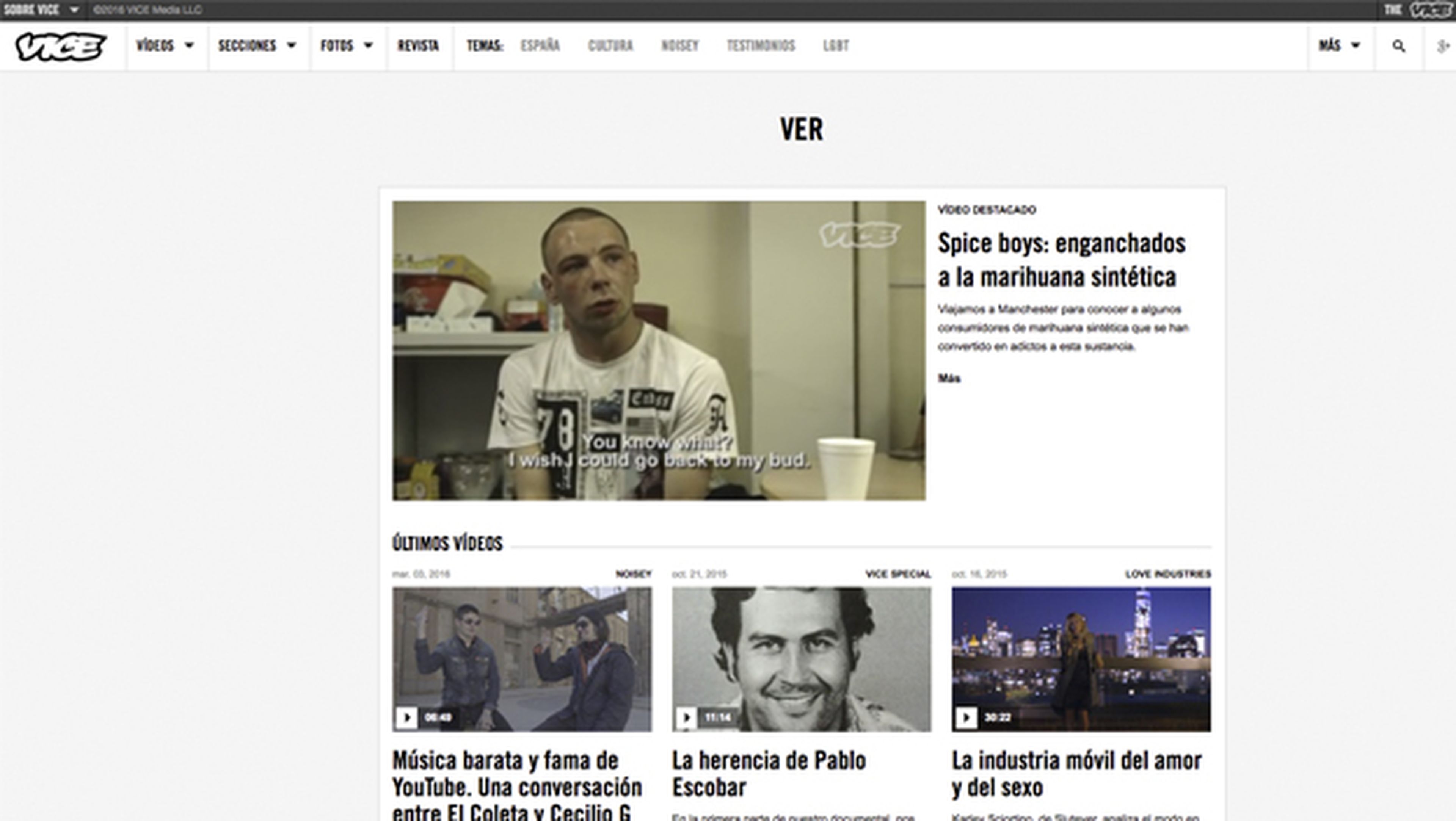 Web de Vice Video