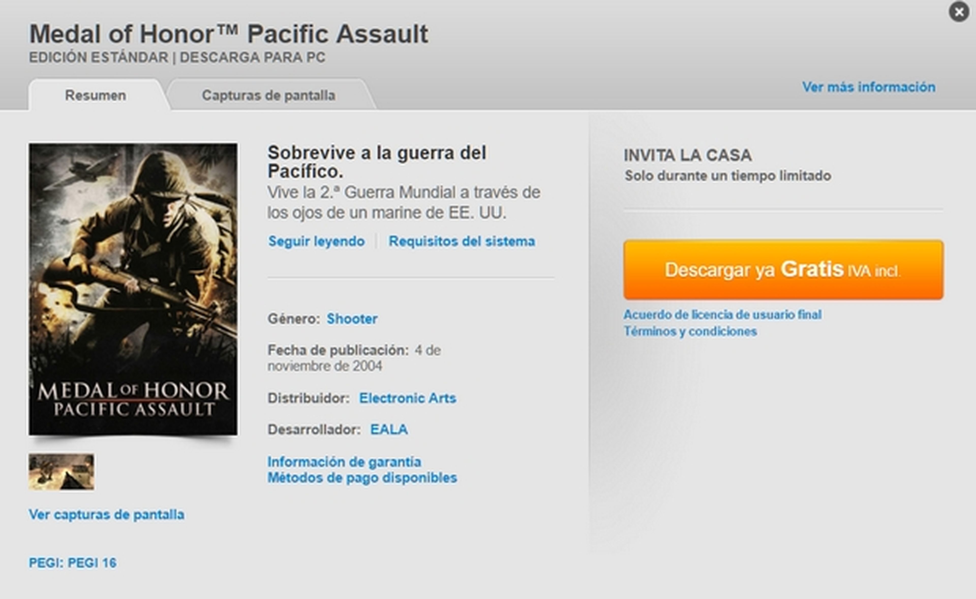 Descarga gratis Medal of Honor Pacific Assault para PC