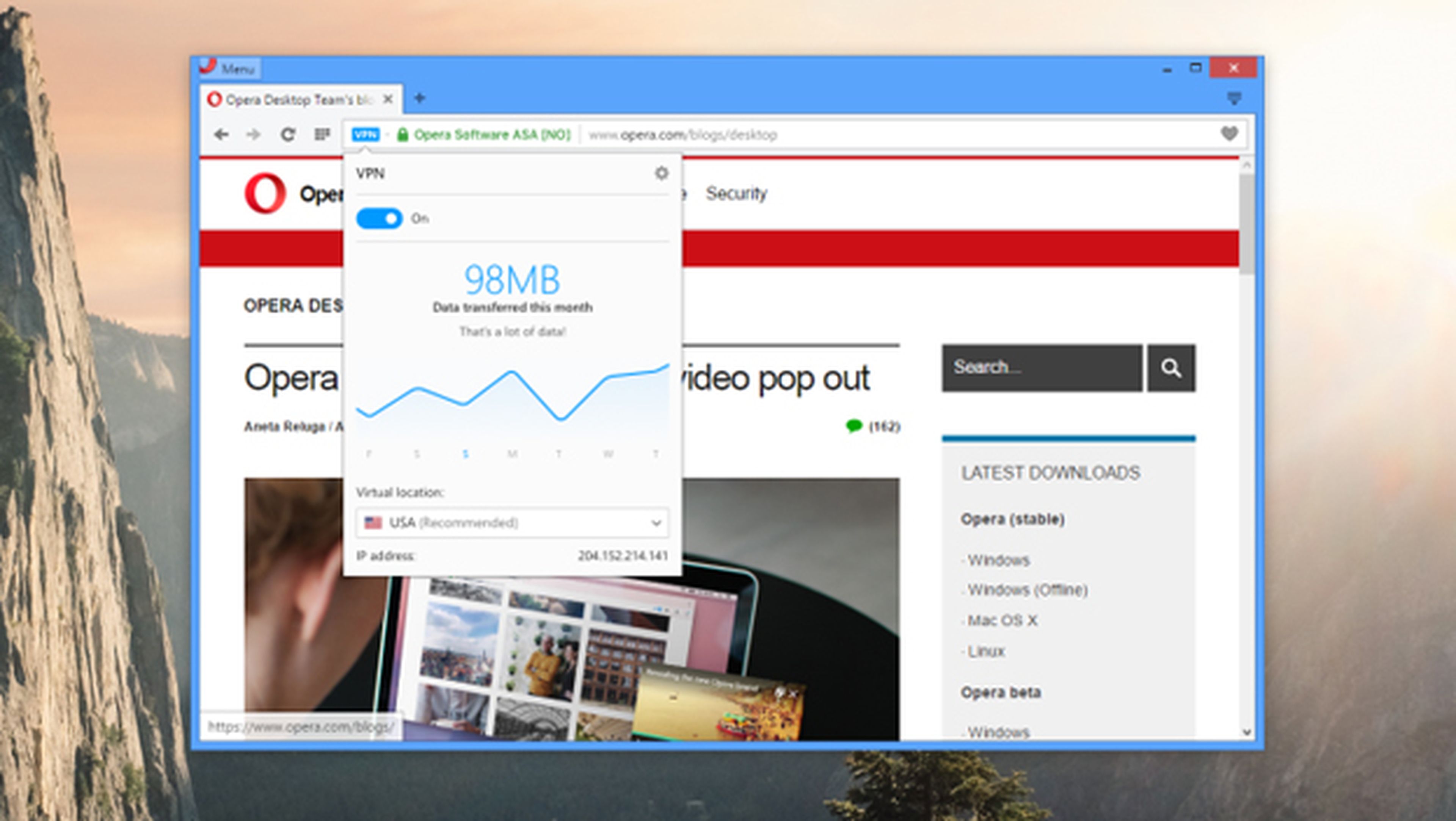 El navegador Opera ahora cuenta con VPN integrado