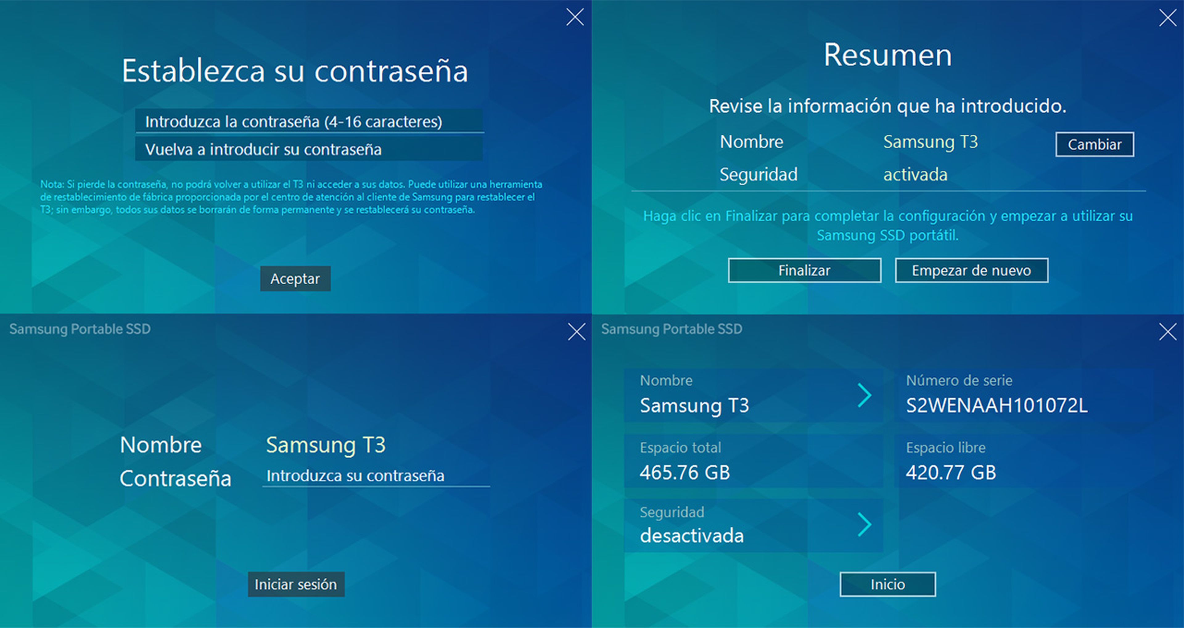 Sistema de encriptación de Samsung T3