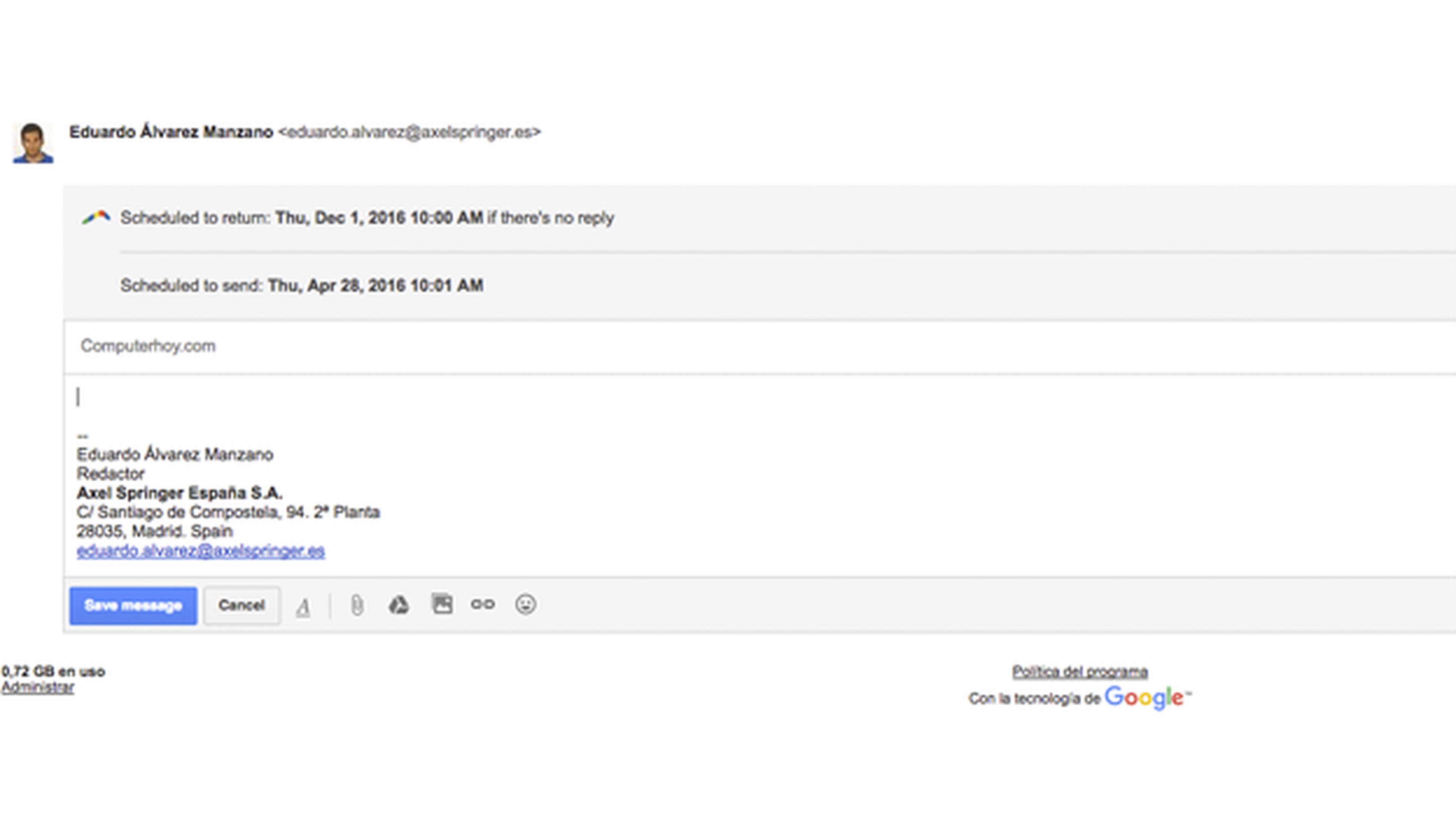 Cómo programar correos en Gmail para que se envíen después