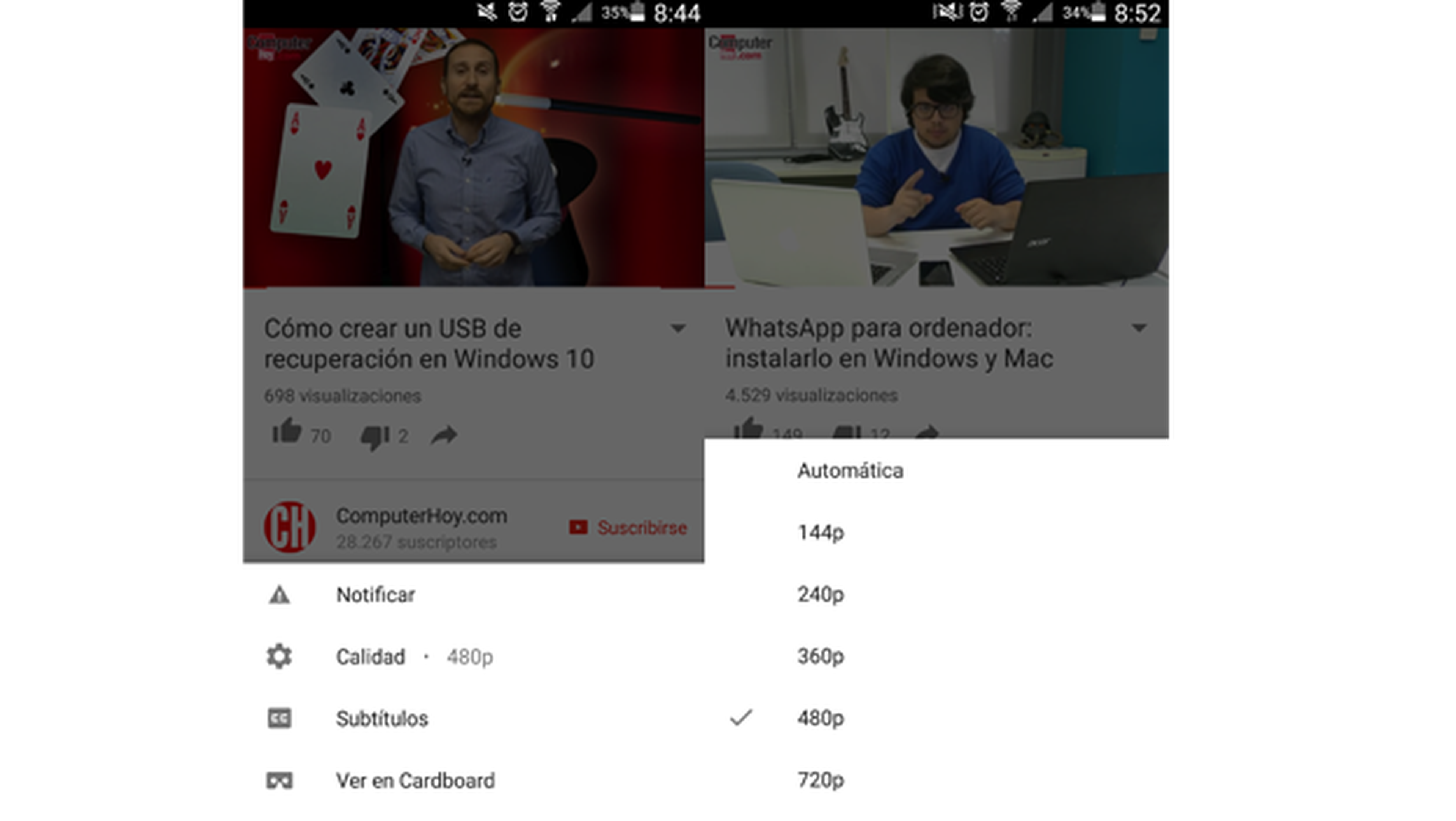 Youtube para Android se actualiza con nuevo menú de vídeo